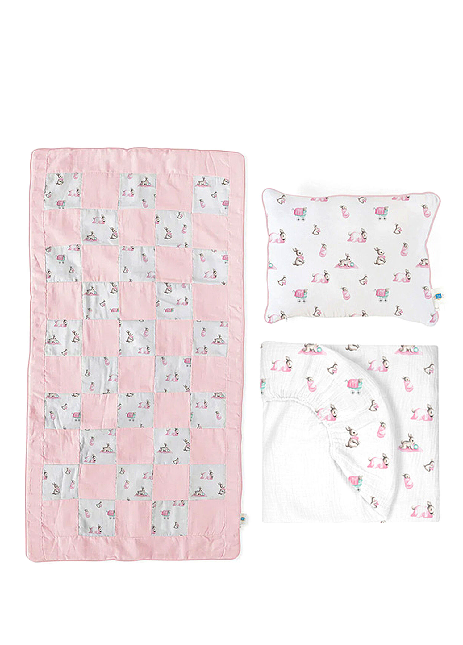 %100 Pamuk Patchwork Bébé Lapin Rose Pembe Pamuklu Hediyelik Kız Bebek Odası Takımı