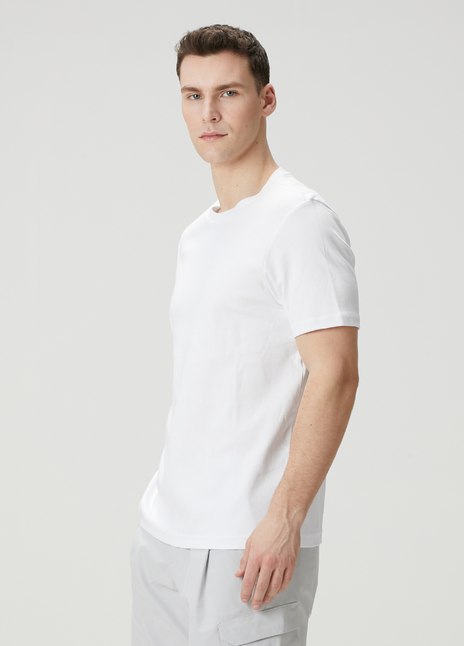 Regular Fit Beyaz Interlok T-shirt_2