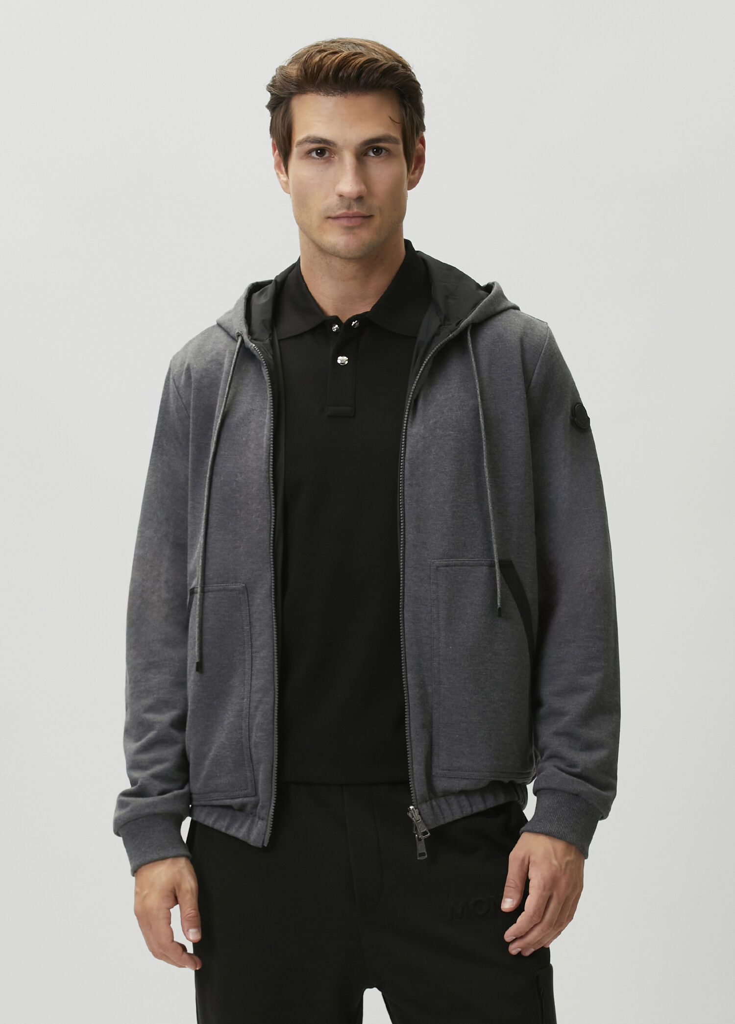 Gri Kapüşonlu Çift Taraflı Sweatshirt
