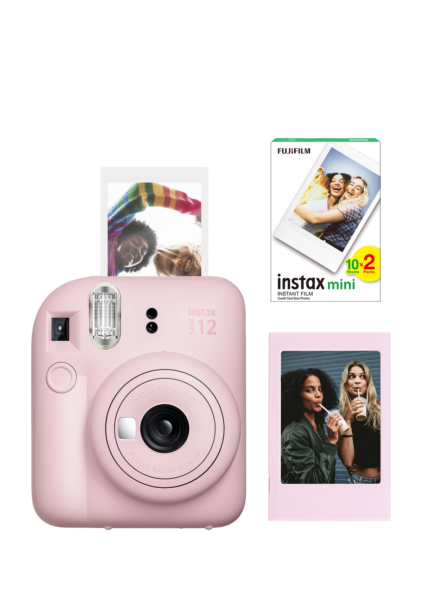 Instax Mini 12 Pembe Fotoğraf Makinesi + 20'li Mini Film ve Çerçeve Seti