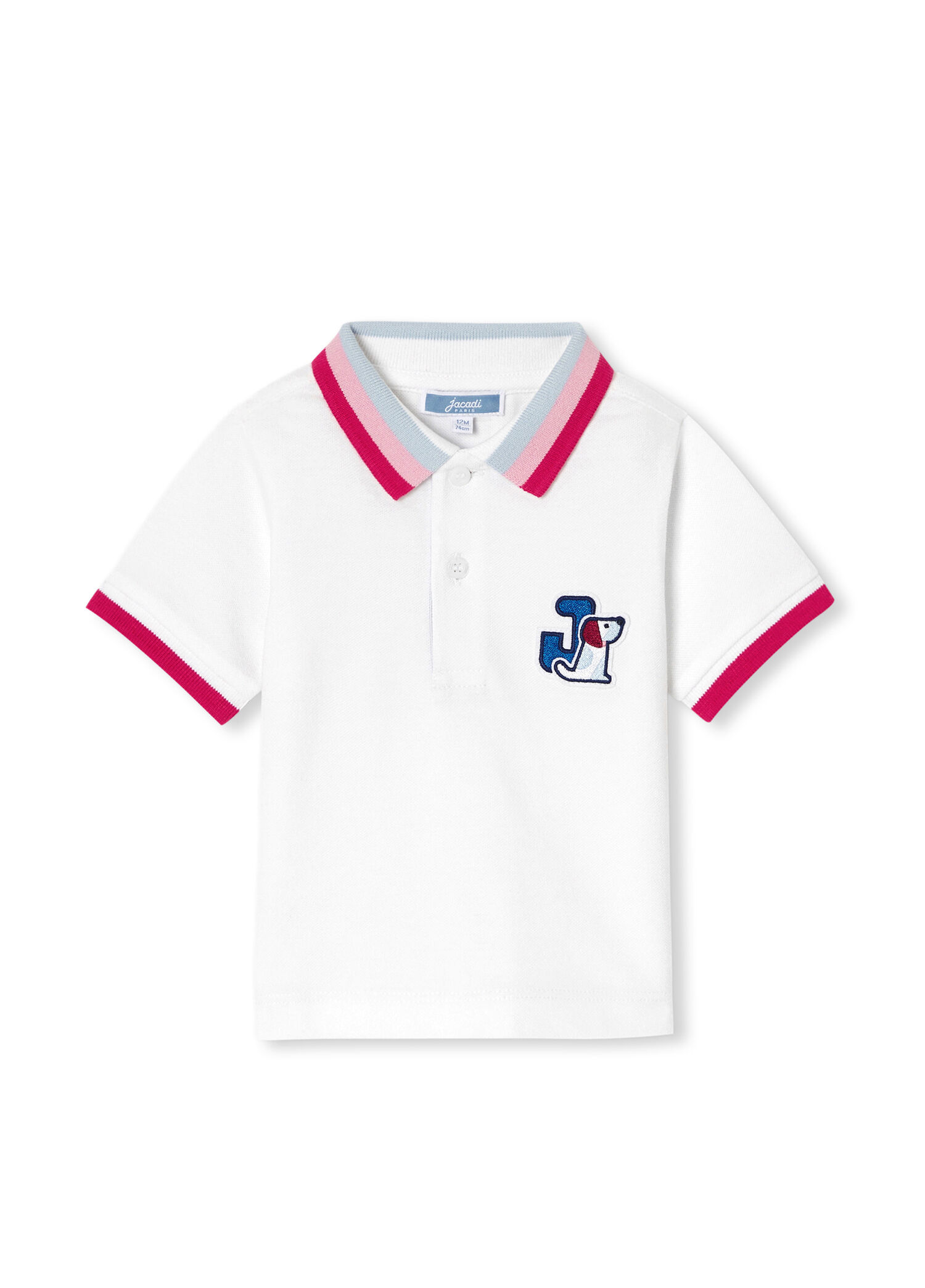 Beyaz Pamuklu Pike Polo Yaka Kısa Kollu Erkek Bebek  T-Shirt