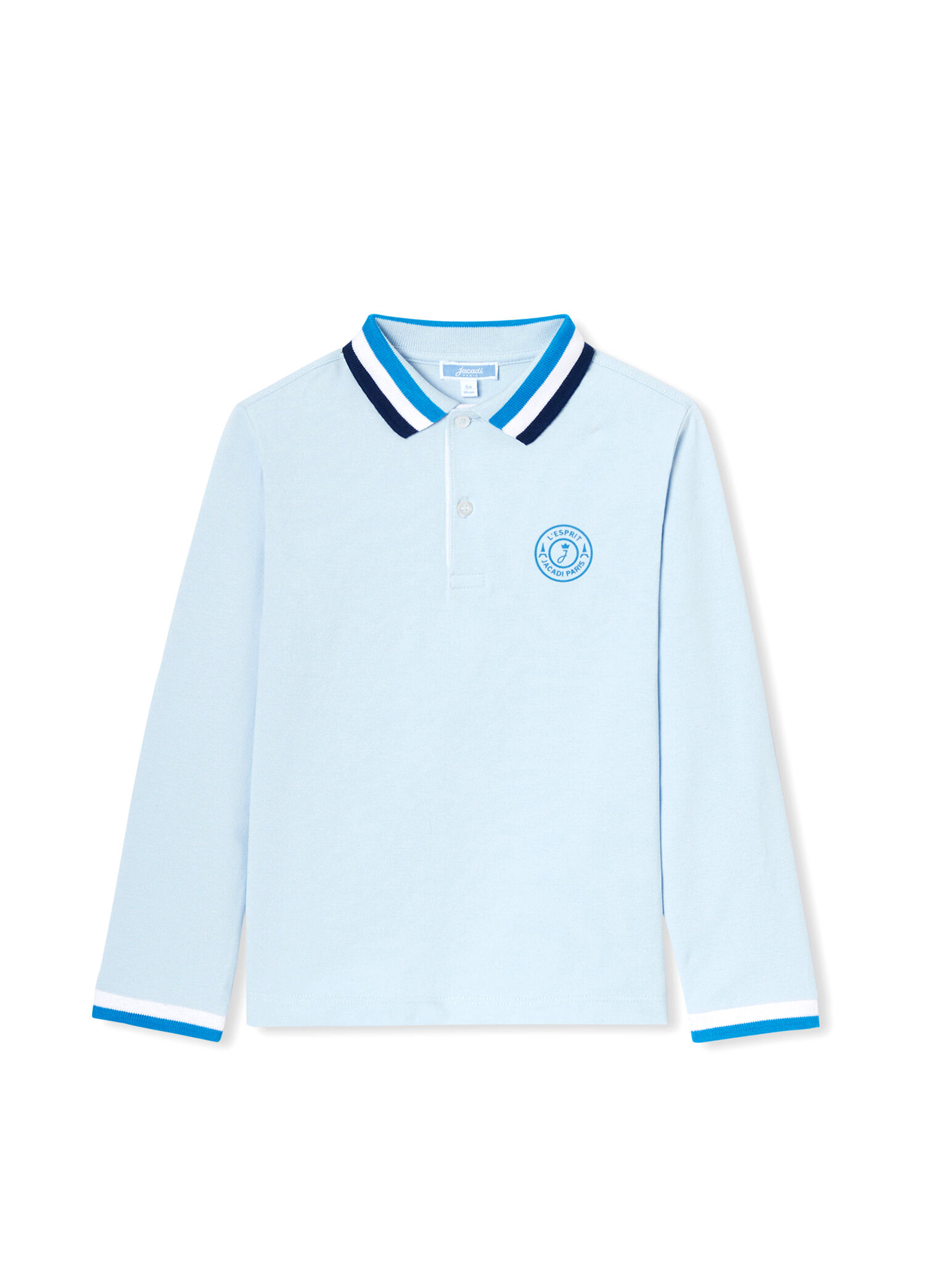 Açık Mavi Pamuklu Pike Polo Yaka Uzun Kollu Erkek Çocuk Sweatshirt