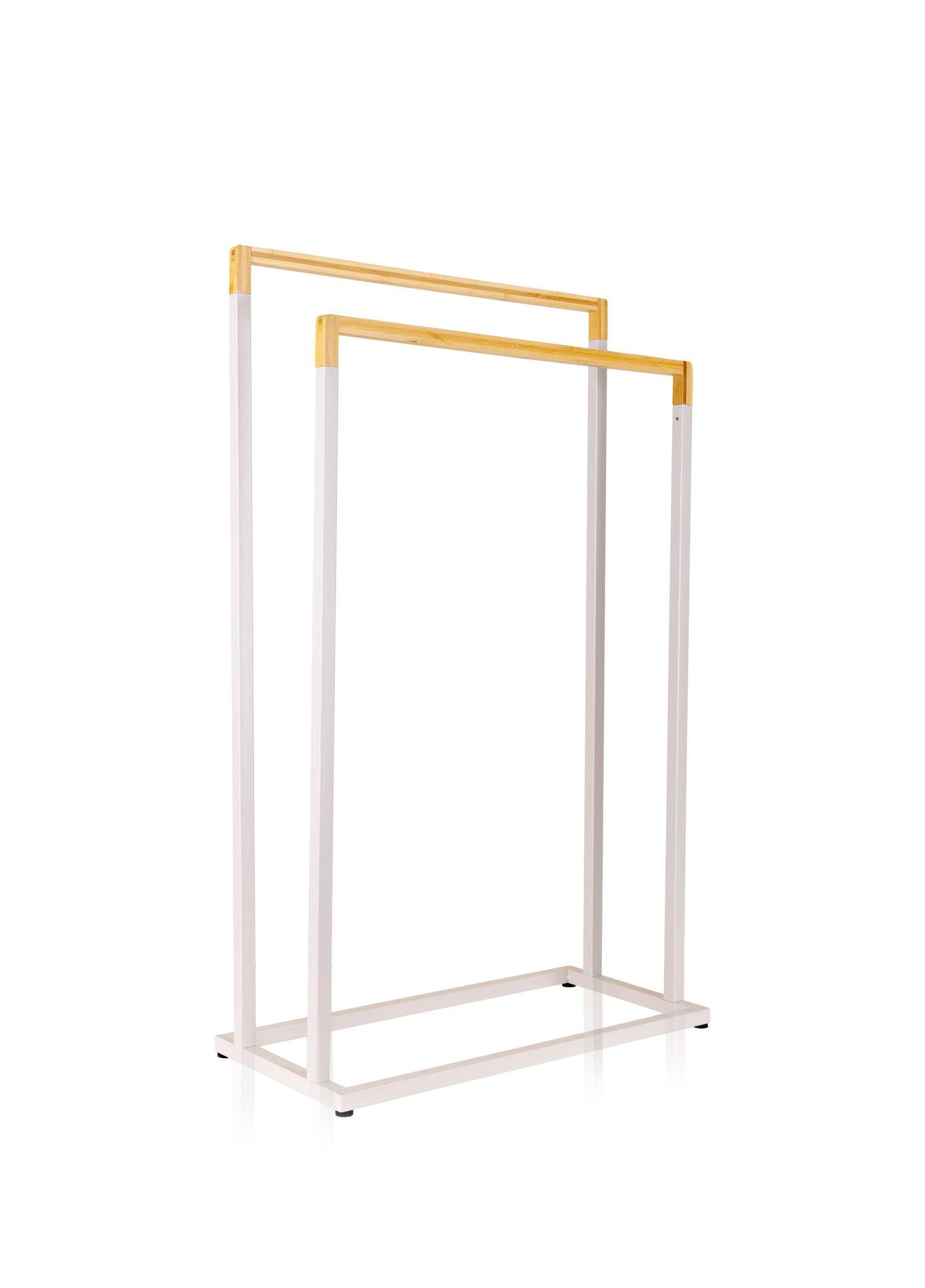 Gri Metal Bambu Havlu Askılığı