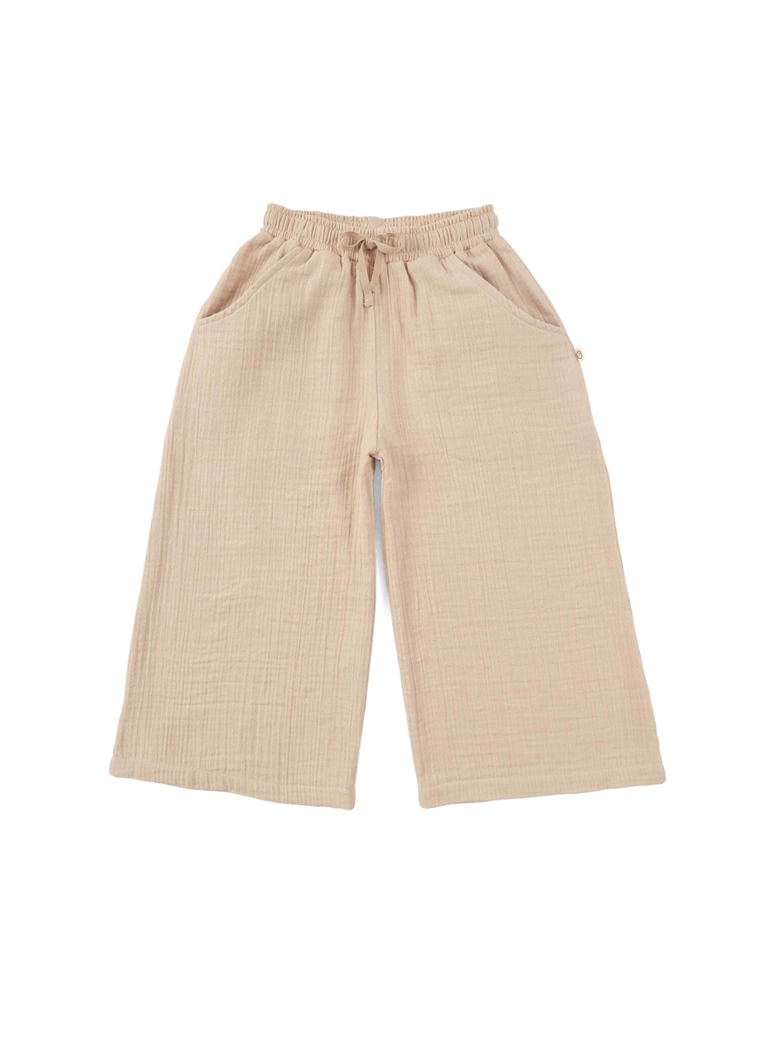 Bej Organik Pamuk Müslin Palazzo Unisex Çocuk Pantolon
