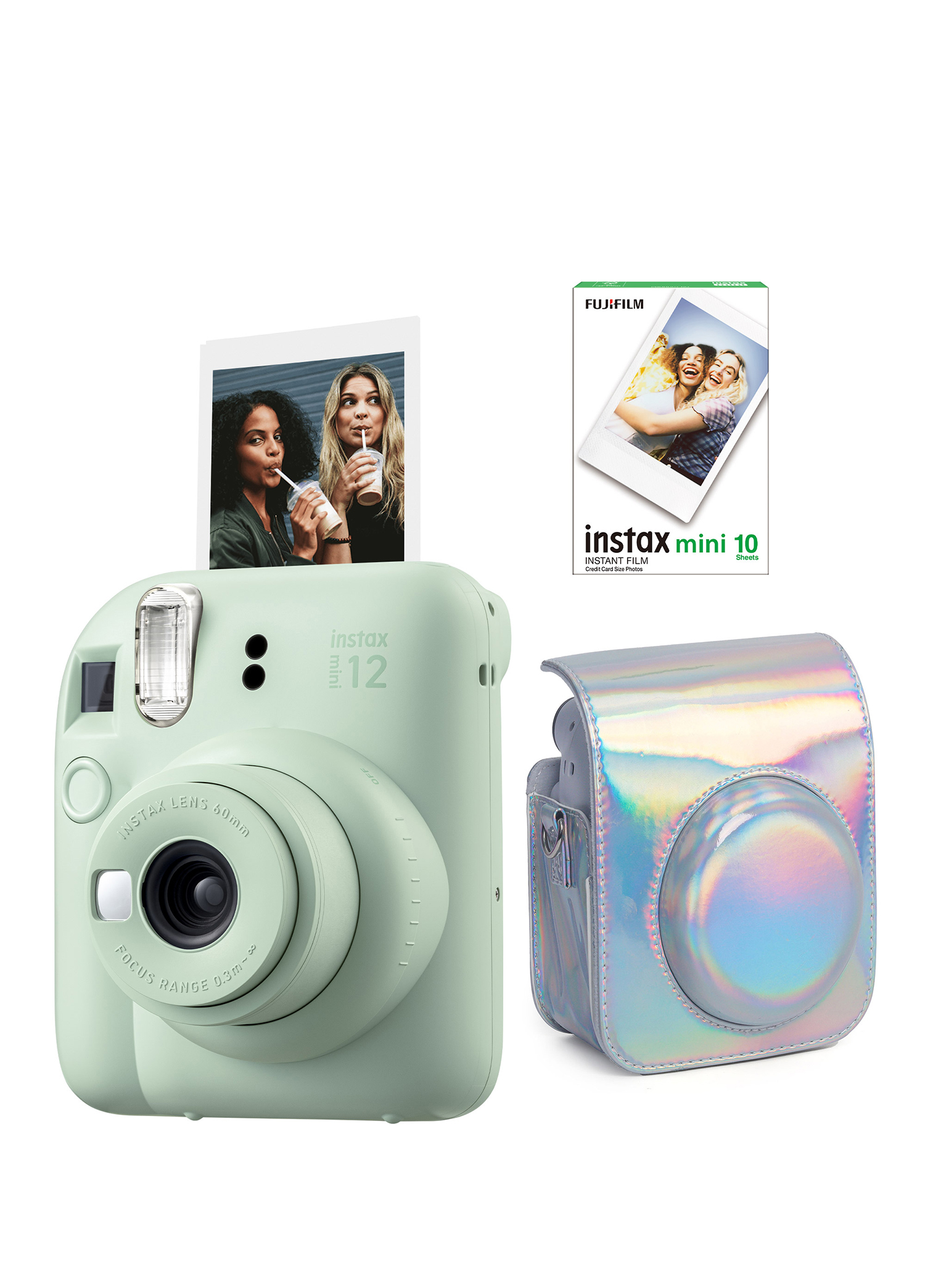 Instax Mini 12 Yeşil Fotoğraf Makinesi + 10'lu Film ve Parlak Kılıf Seti