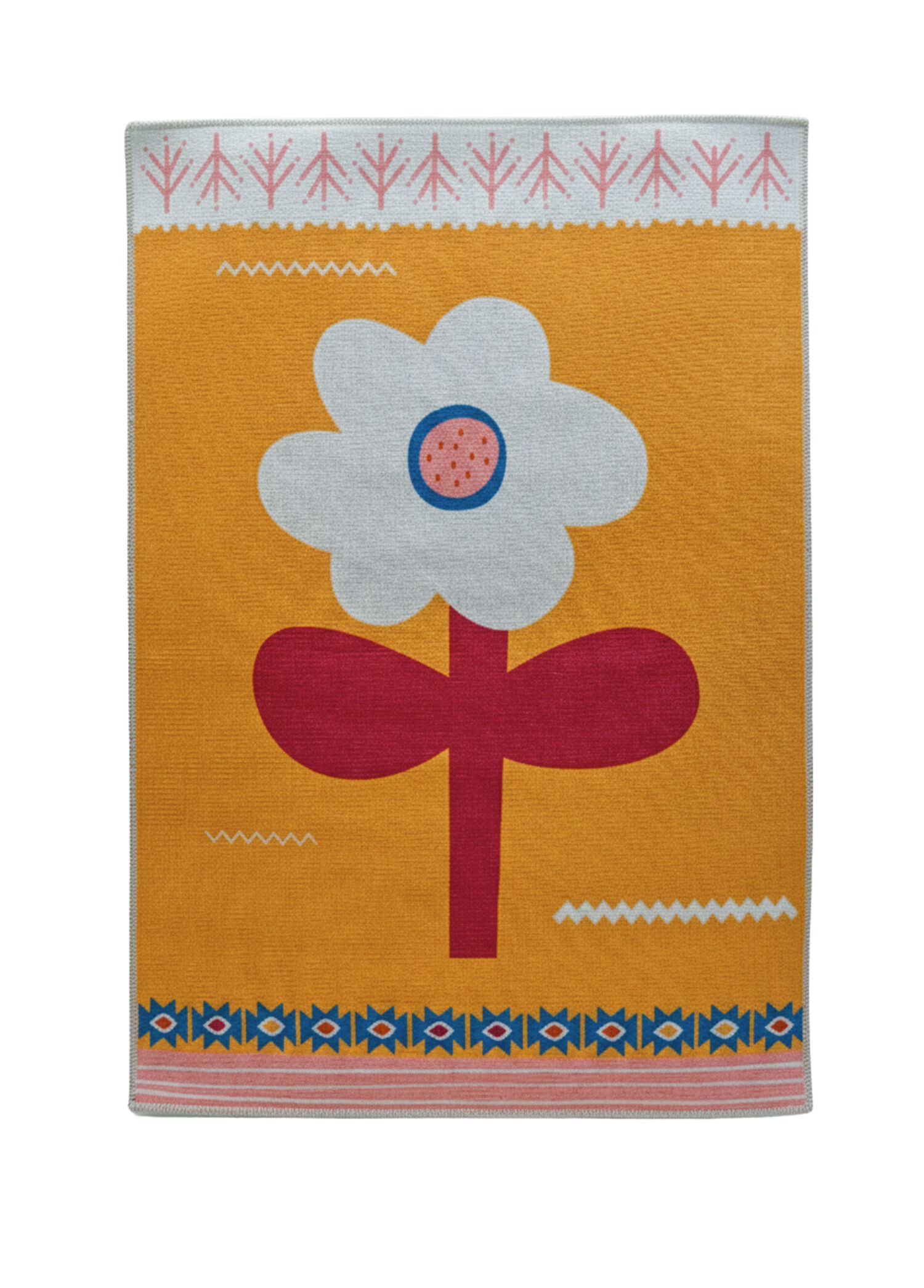 Big Flower Sarı Yıkanabilir Çocuk Halısı 120 x 160 cm