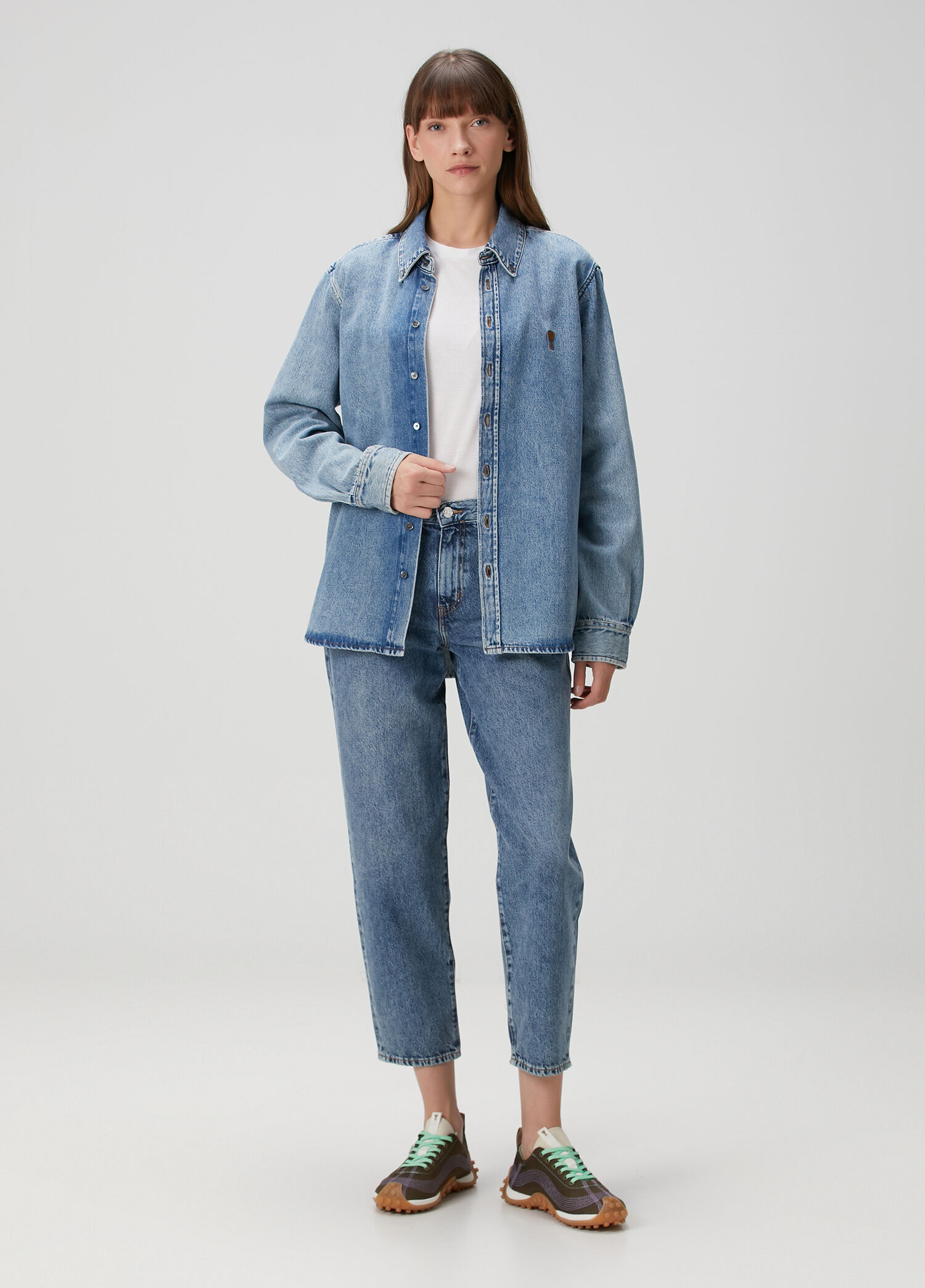 a♡ Ami Paris Mavi Kadın Classic Fit Mavi Denim Gömlek 1800446 | Beymen