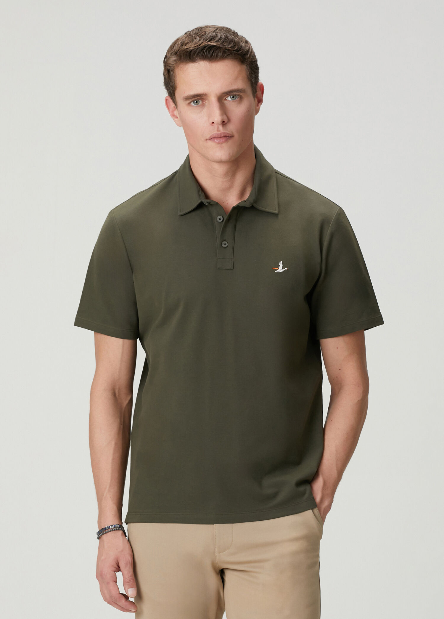 Comfort Fit Haki Polo T-shirt