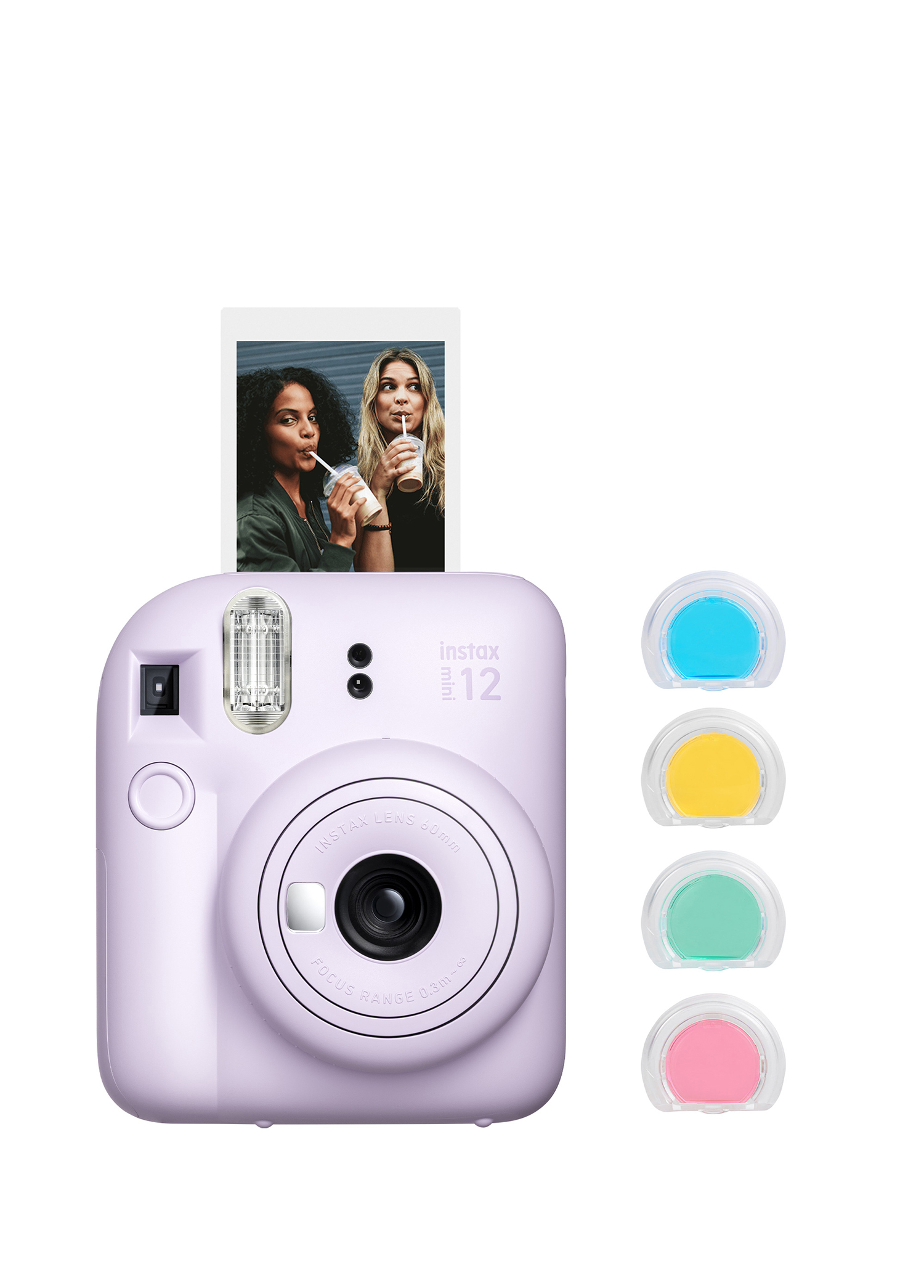 Instax Mini 12 Lila Fotoğraf Makinesi + 4'lü Renkli Lens Seti