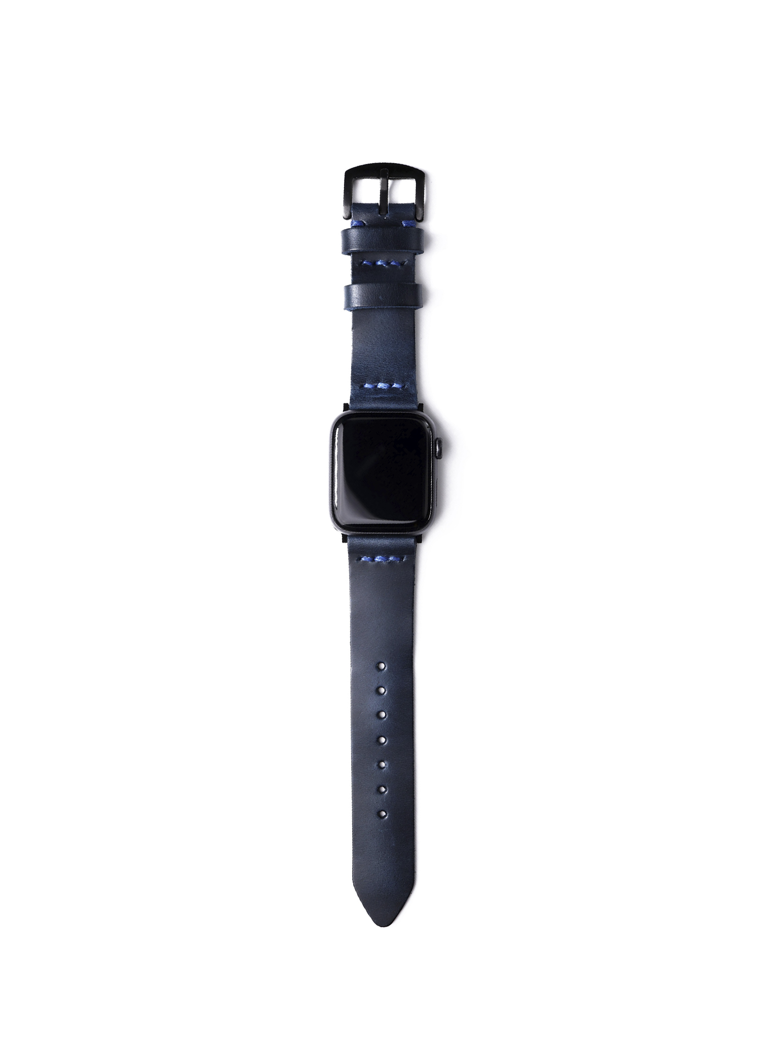 Apple Watch Seri 8/7/SE/6/5/4/3 Uyumlu 41mm 40mm 38mm Tek Katlı İndigo Mavi Deri El Yapımı Kordon