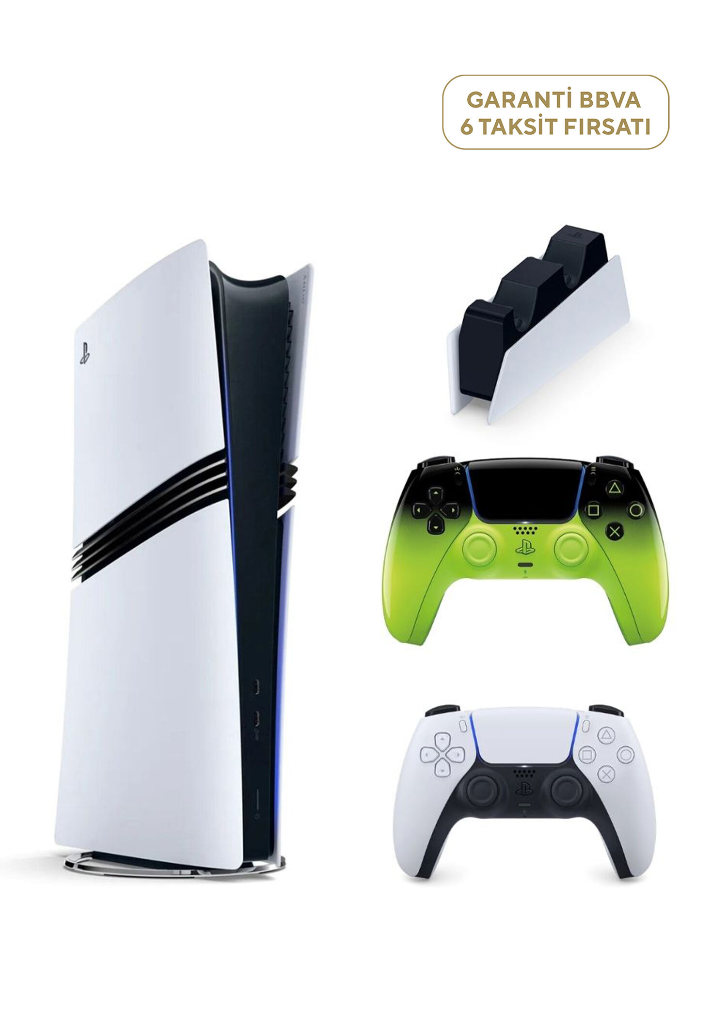 Playstation 5 Pro 2TB Oyun Konsolu + 2. PS5 Kol Remix Green + PS5 Şarj İstasyonu