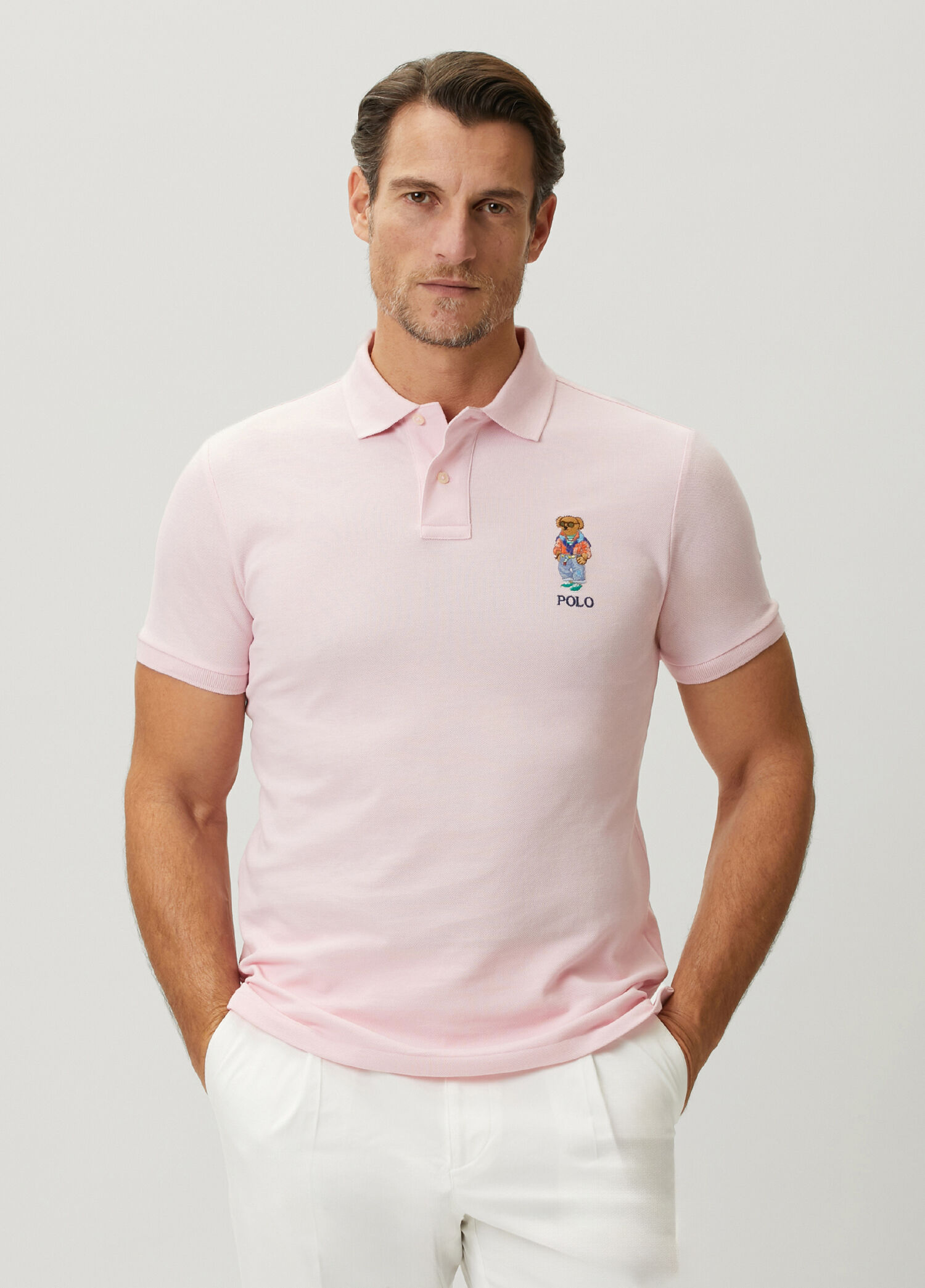 【GOODY-JAPAN】POLO RALPH LAUREN ピンク Polo Ralph Lauren Pembe Erkek Pembe Polo Yaka Logo Nakışlı T-shirt