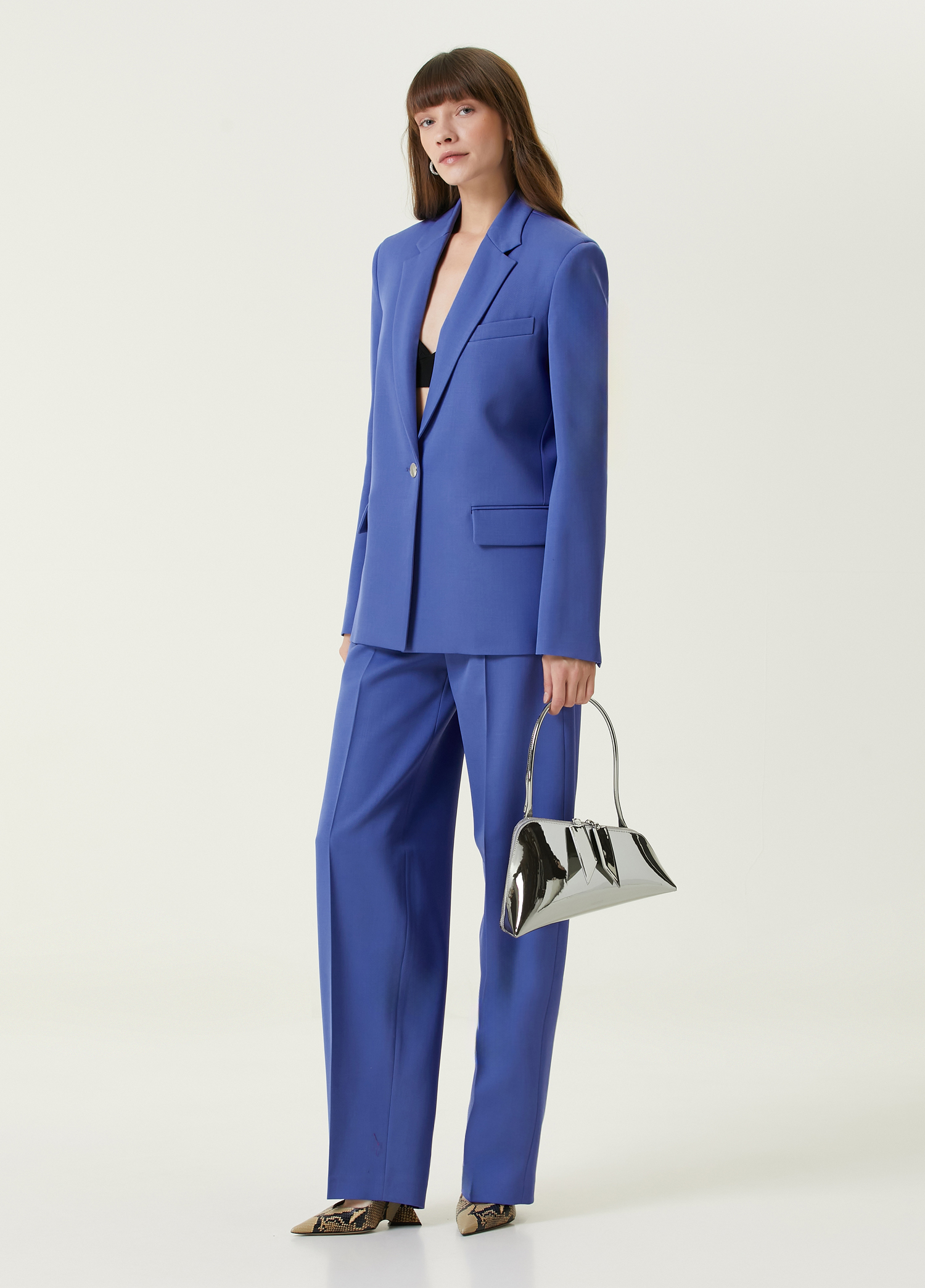 The Attico Lilac One-Button Wool Jacket