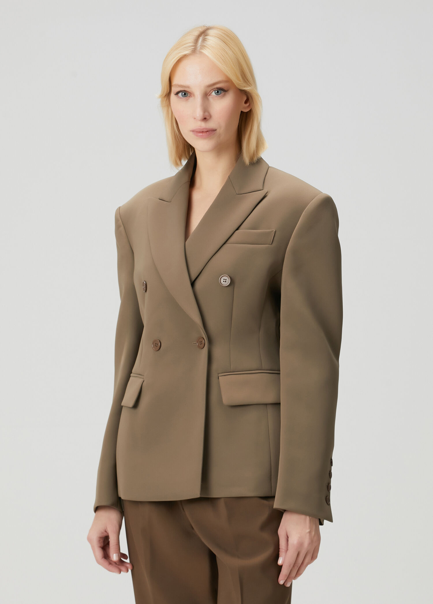 Doyer Açık Kahverengi Kruvaze Blazer