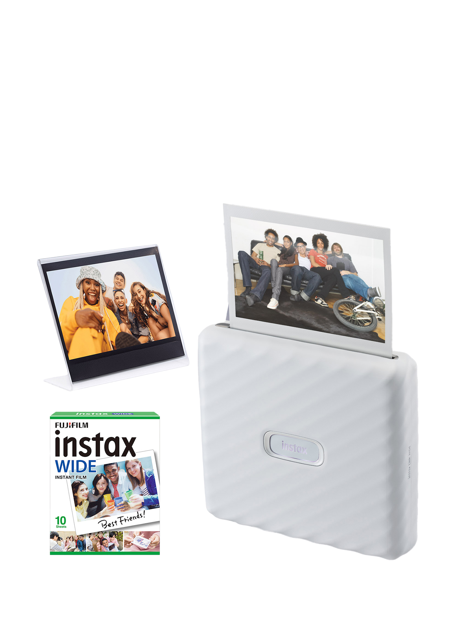 Instax Wide Link Beyaz Yazıcı + 10'lu Film ve Pleksi Çerçeve