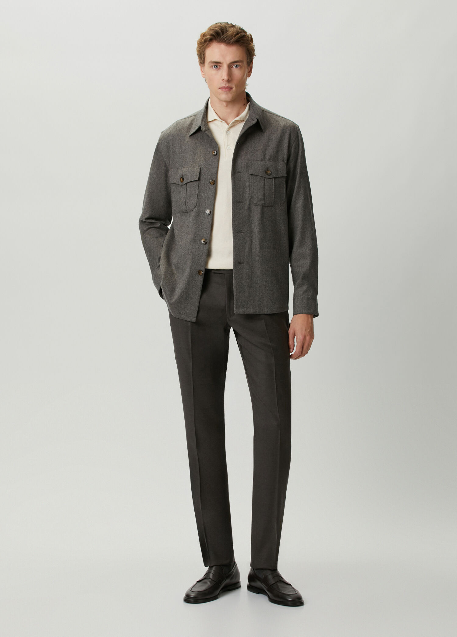 Brown Pleated Wool Pants
