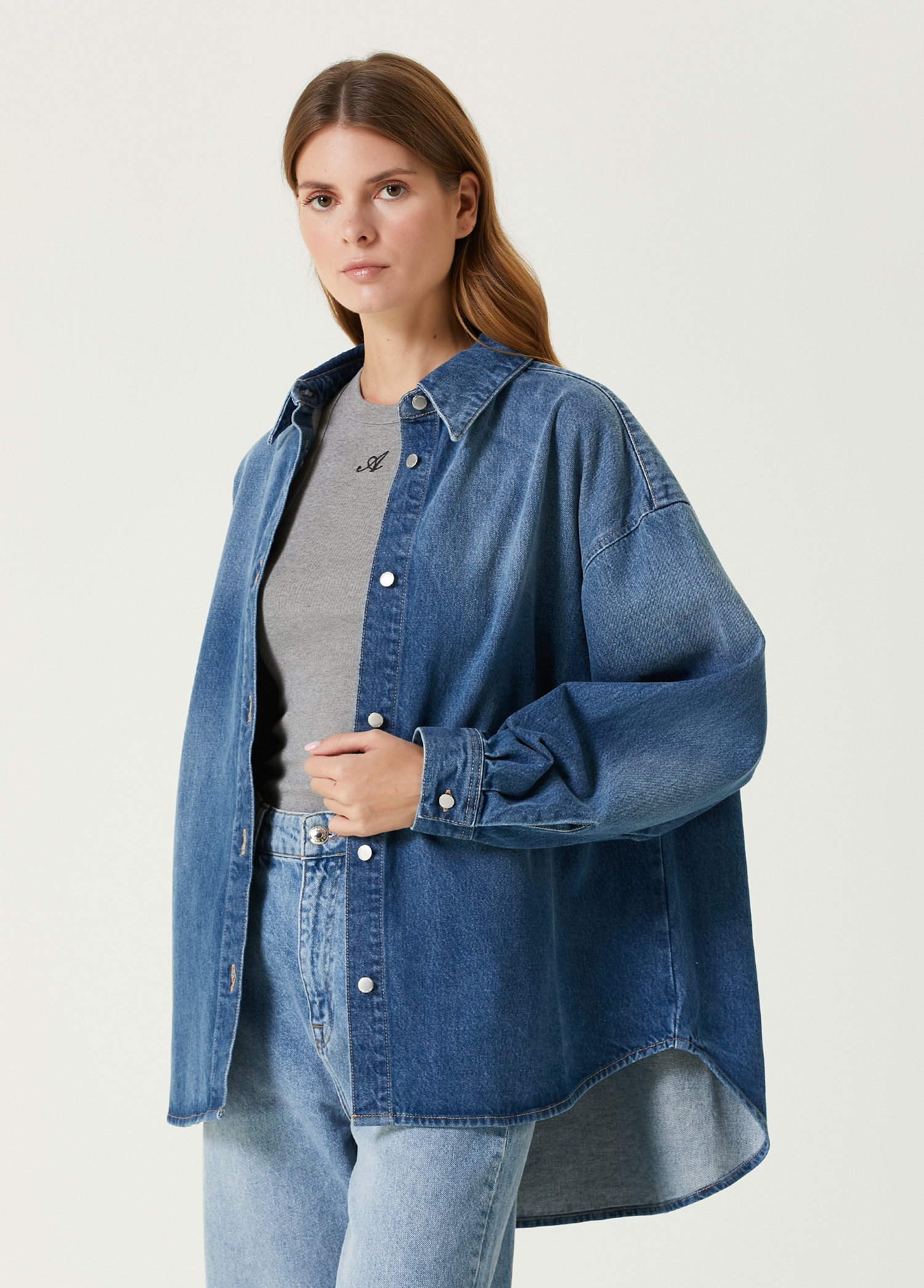 Sasha Oversized Mavi Denim Gömlek