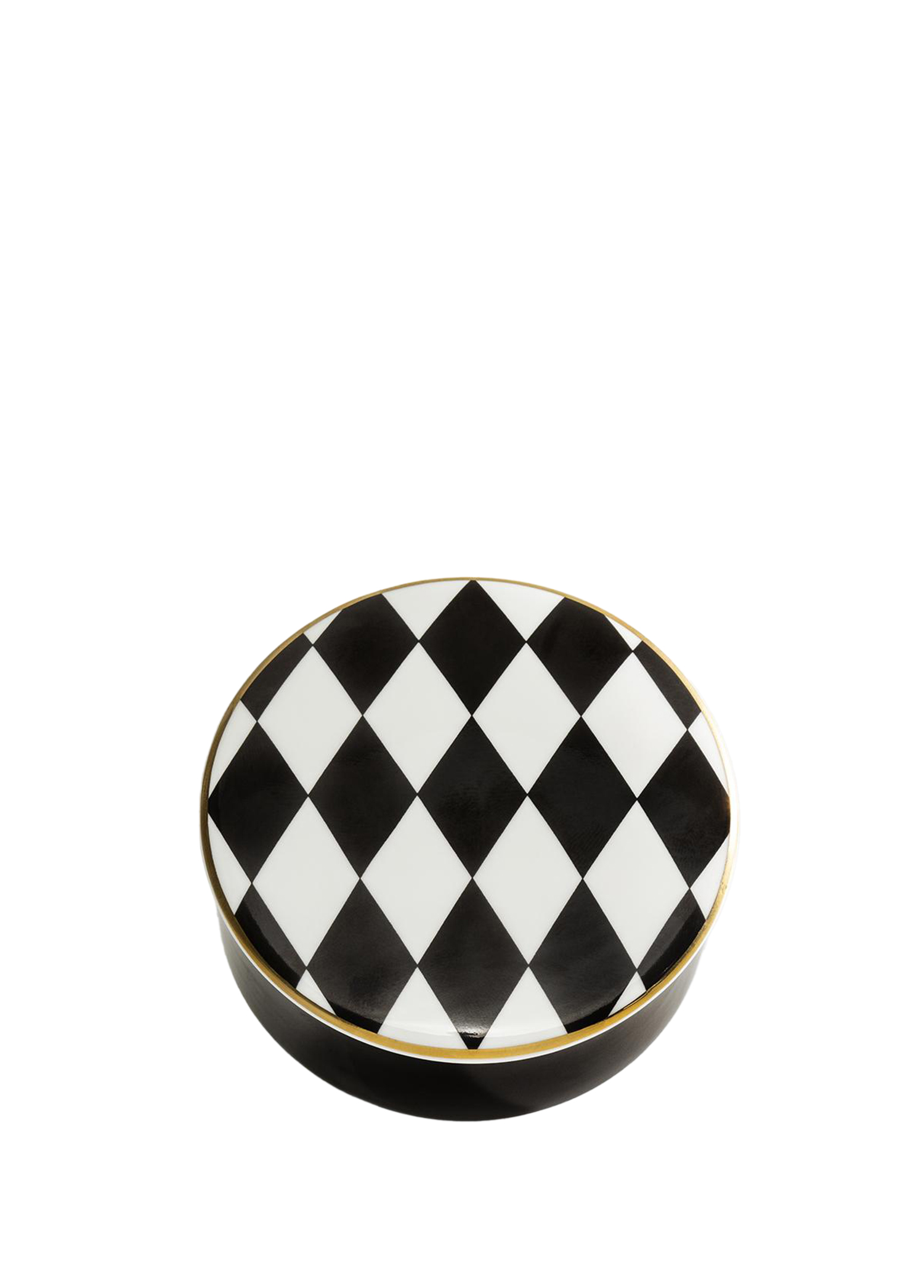 Parterre Black Gold Round Trinket Box Çini Dekoratif Kutu