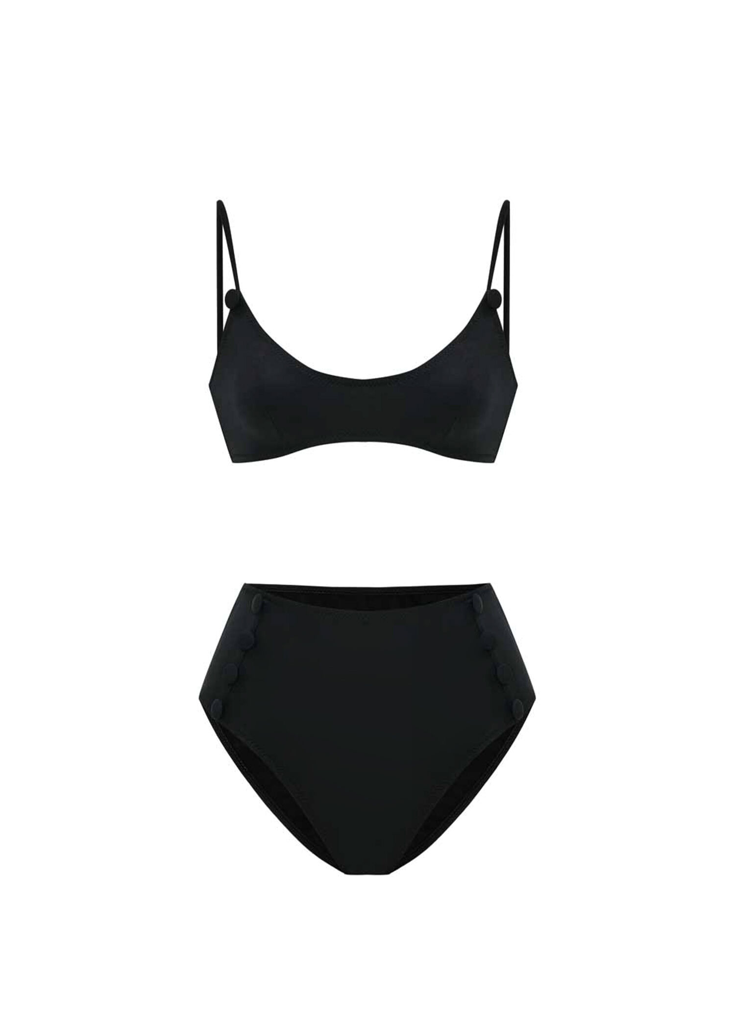 Lune Black Askılı Yüksek Bel Kadın Bikini Takımı