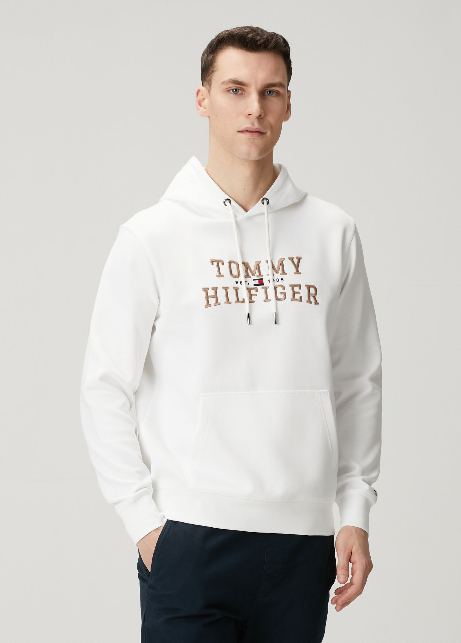 Icon Beyaz Kapüşonlu Sweatshirt