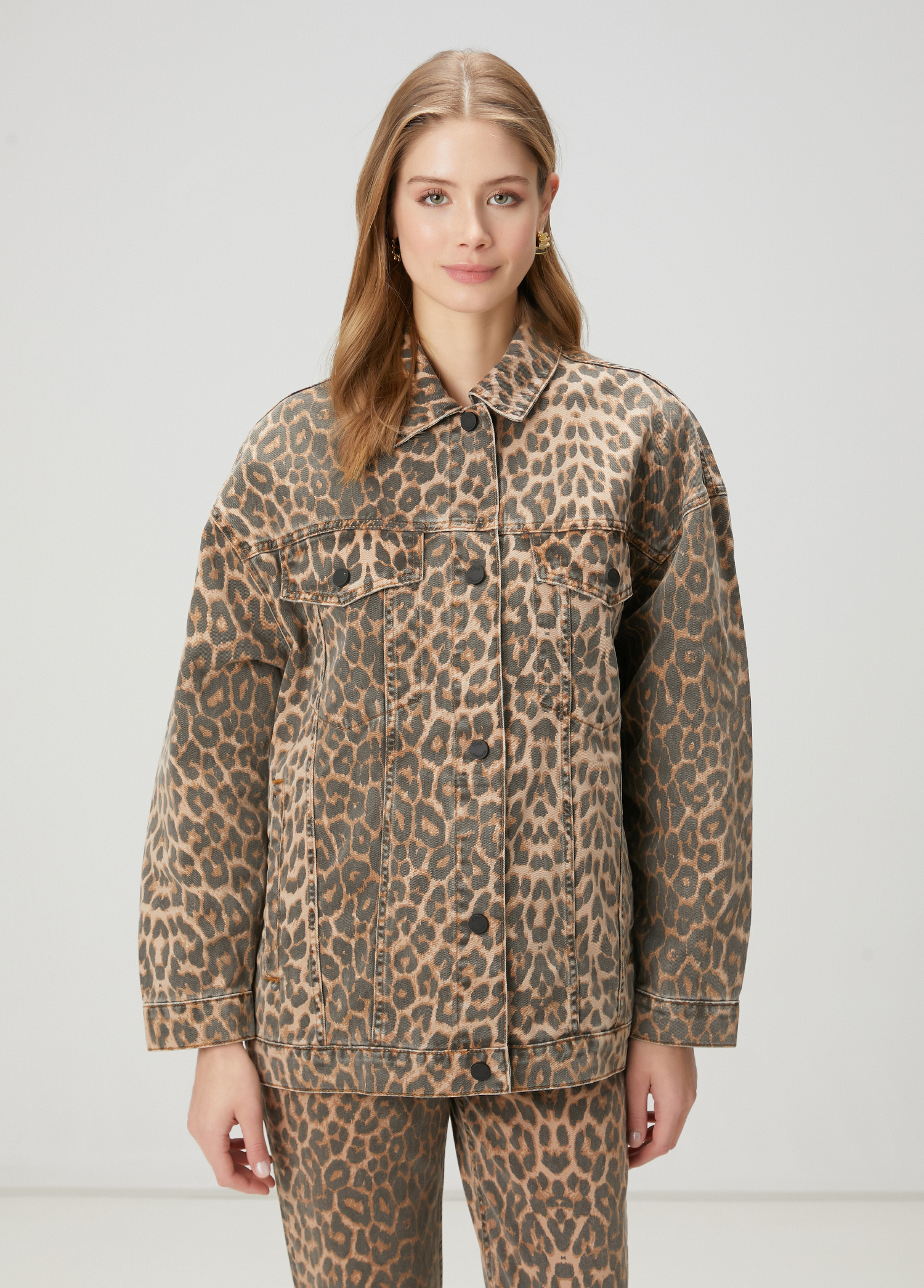 Leopar Desenli Denim Ceket_2