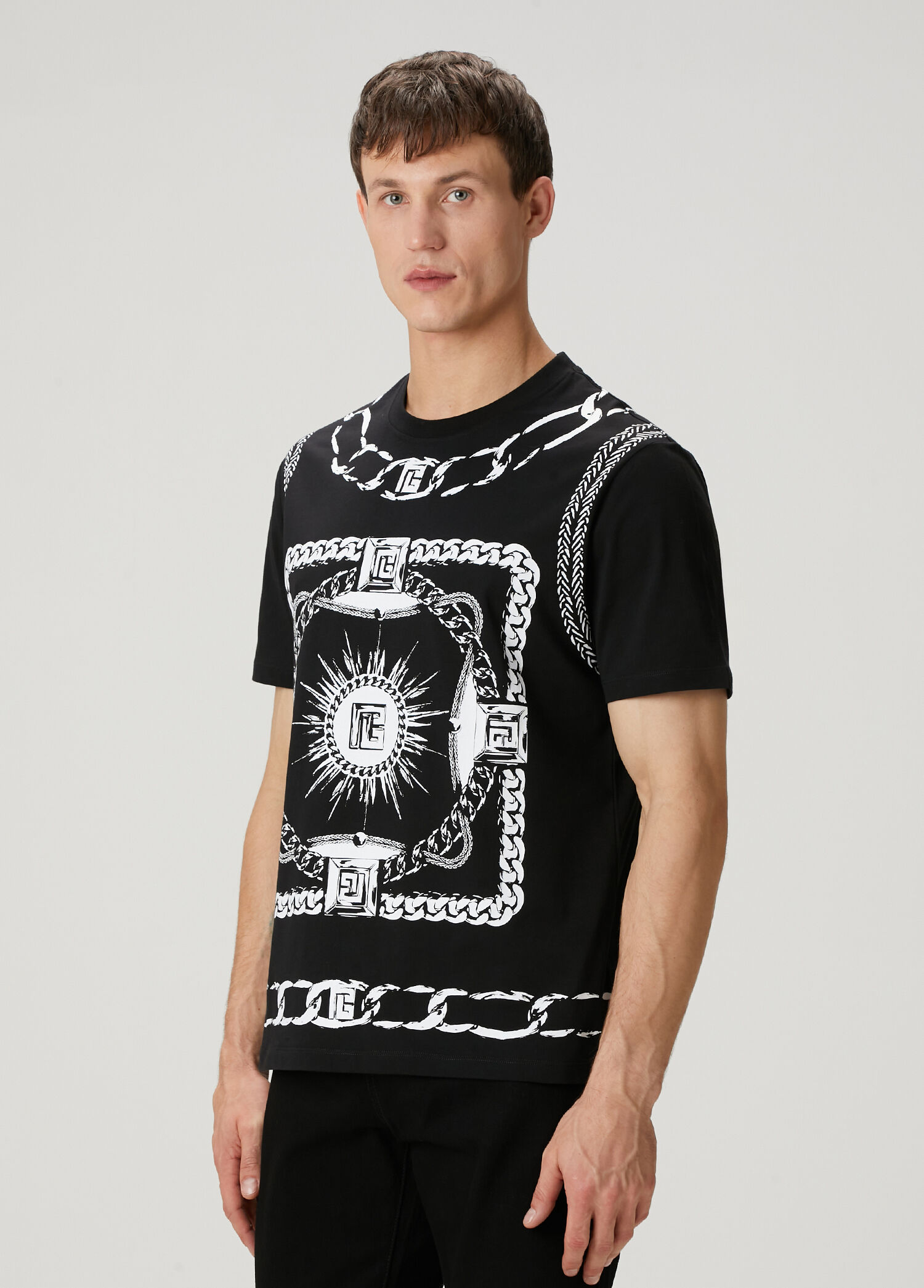 Siyah Fular Baskılı T-shirt