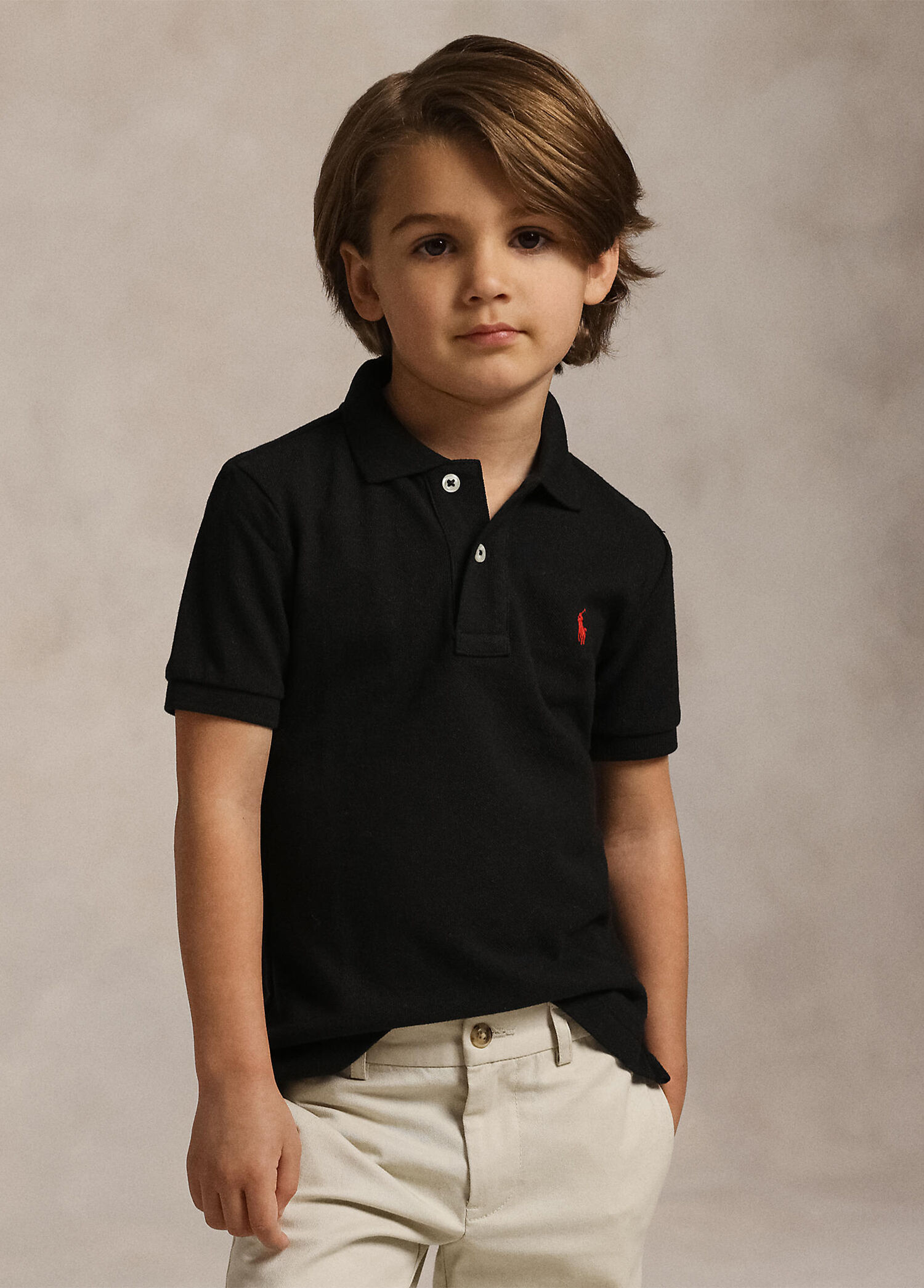 Siyah Polo Yaka Erkek Çocuk T-shirt