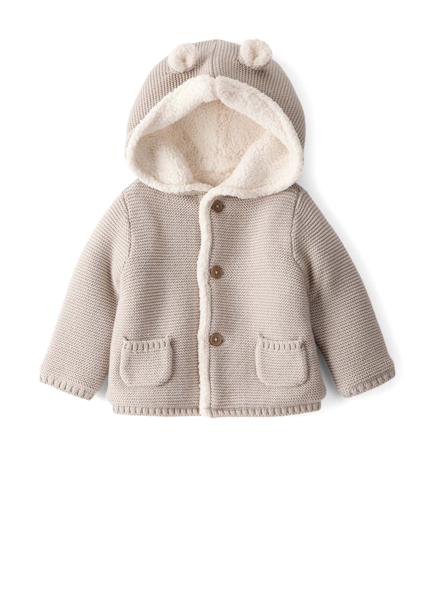 Gri Kapüşonlu Unisex Bebek Hırka