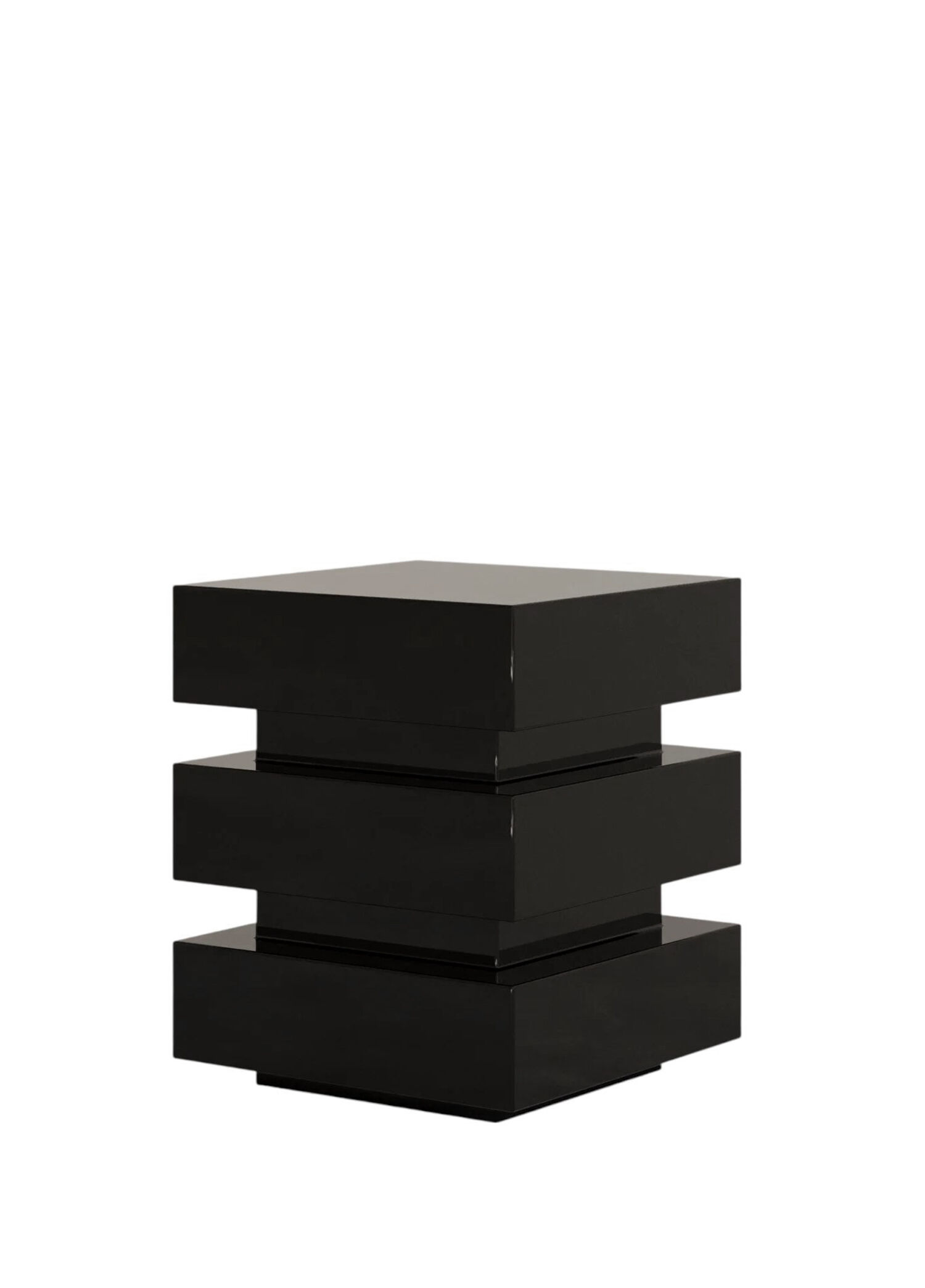 De Stijl Kübik Siyah Yan Sehpa Tabure