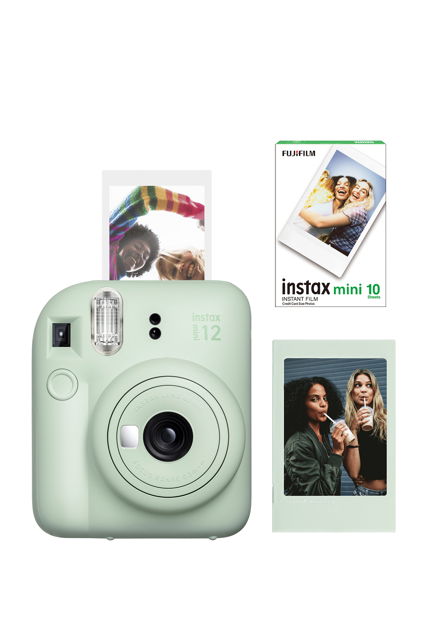 Instax Mini 12 Yeşil Fotoğraf Makinesi + 10'lu Mini Film ve Çerçeve Seti