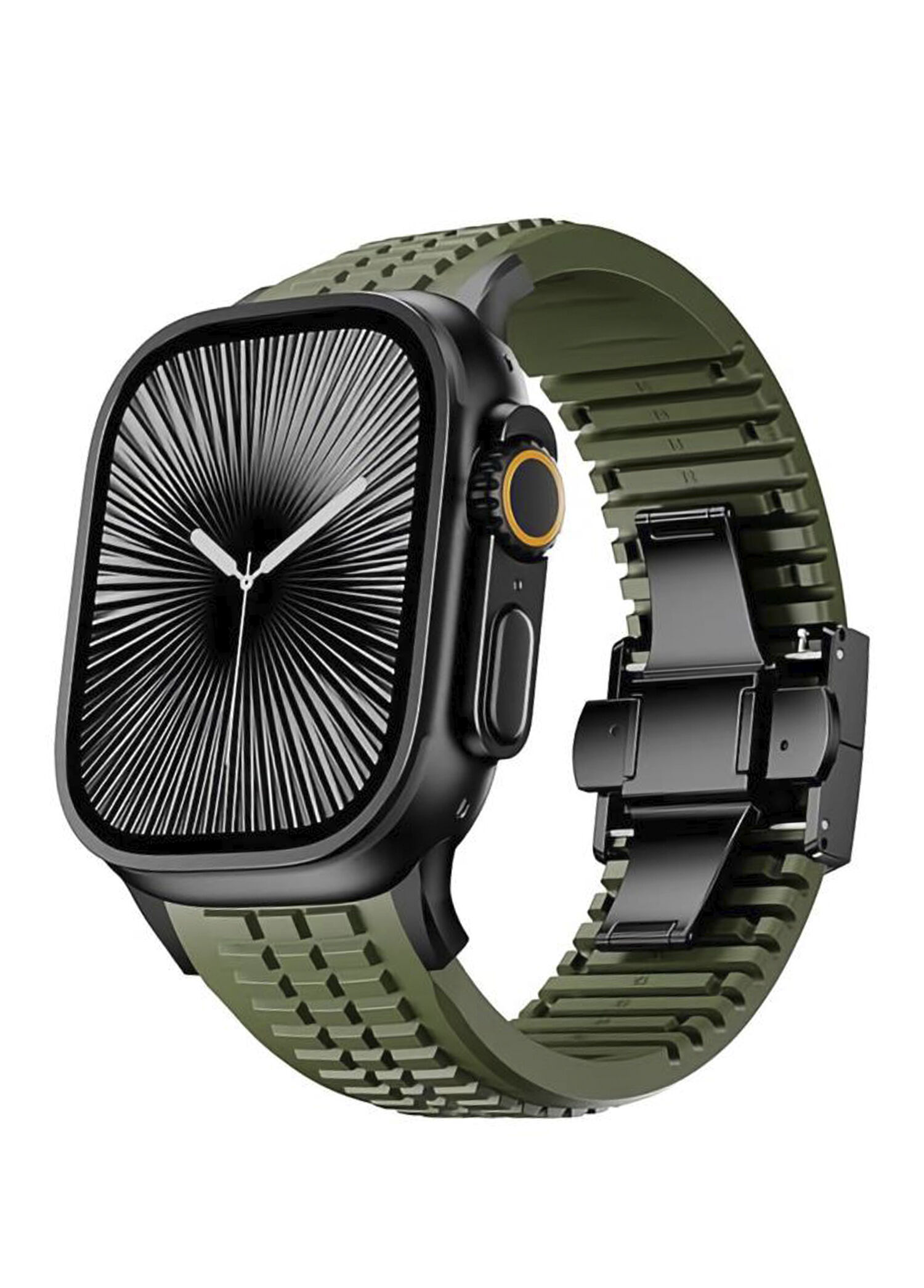 AquaLink Apple Watch Ultra Uyumlu Vanguard Black Silikon Akıllı Saat Kordon