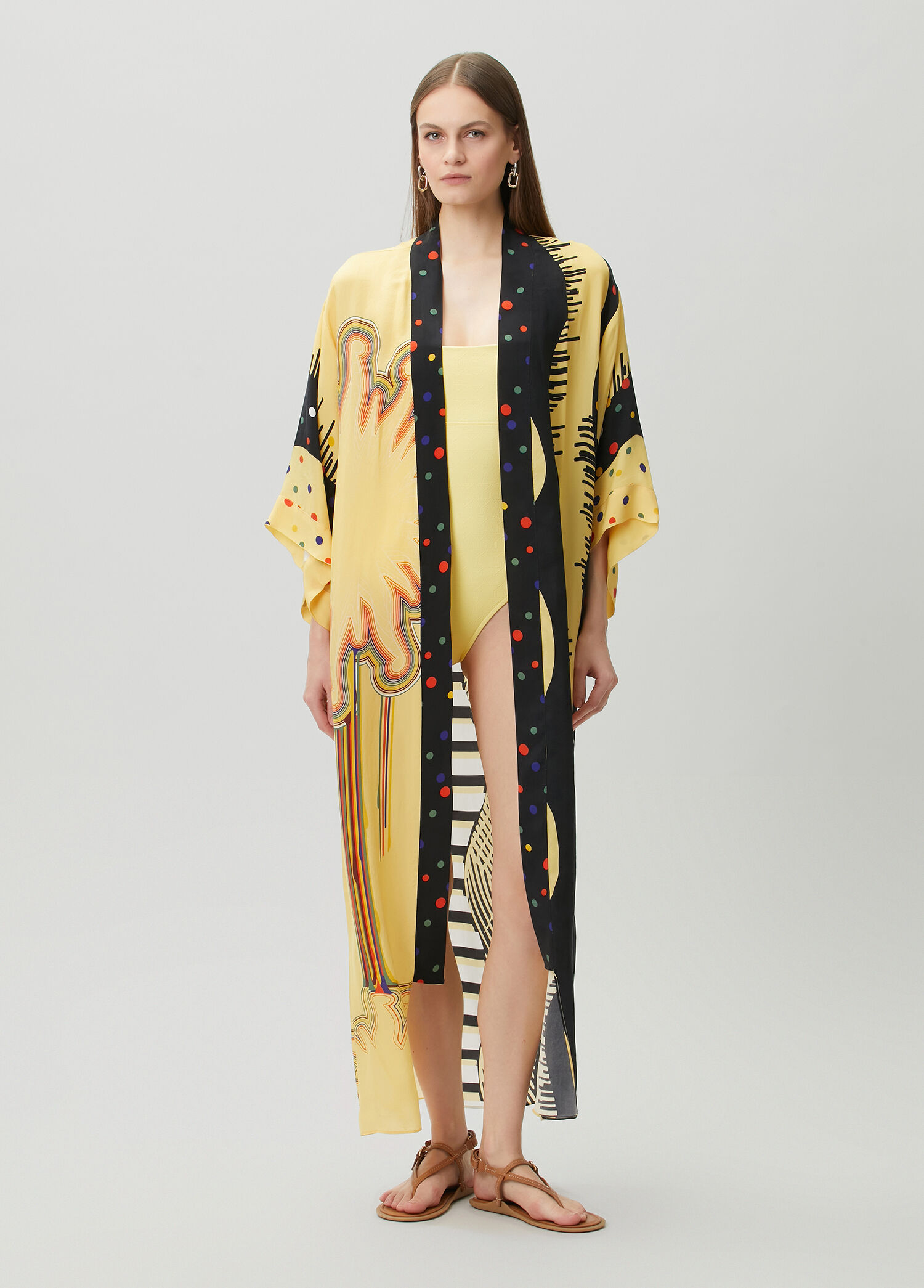Jilda Bow Çok Renkli Kimono