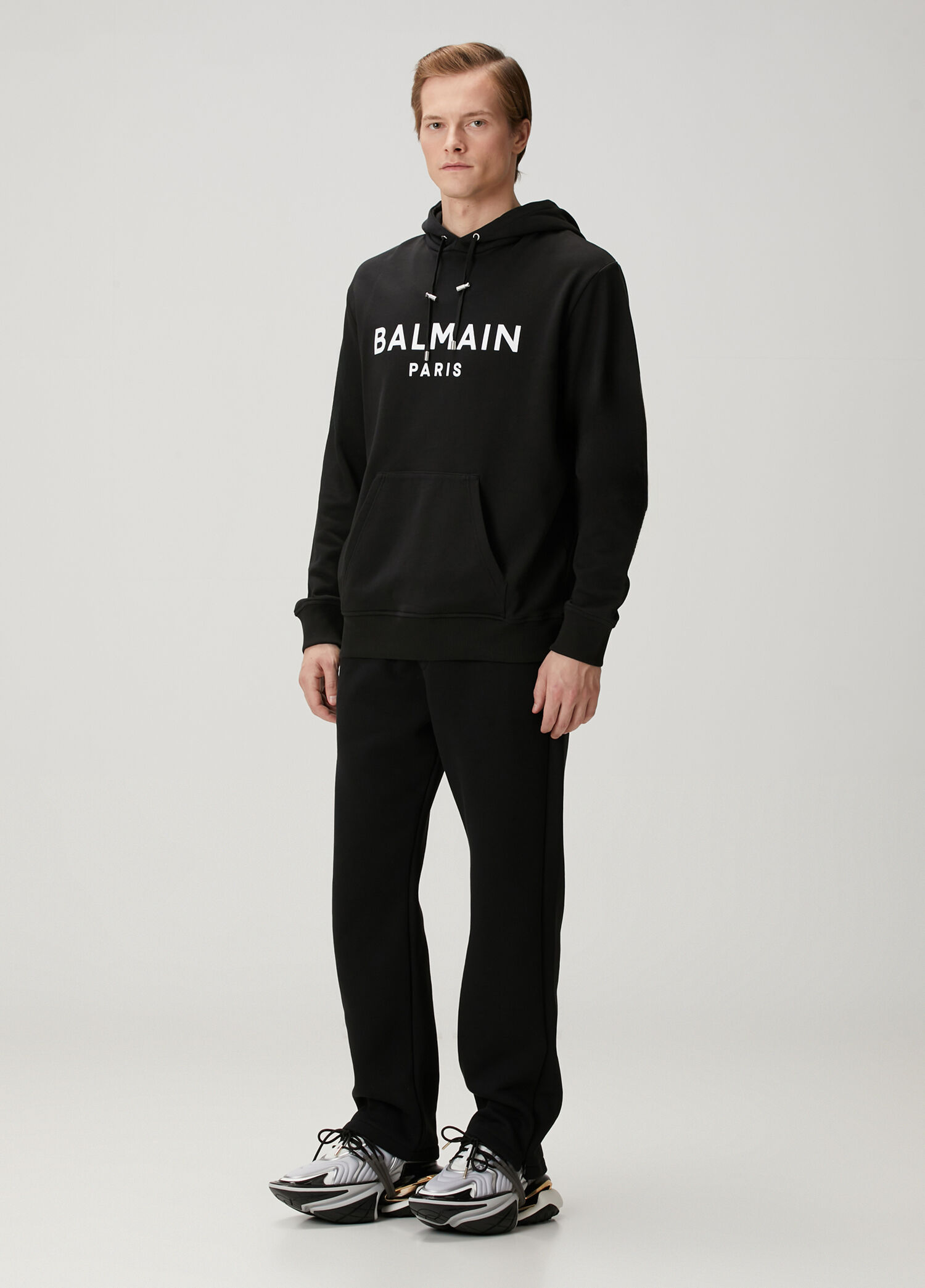 Balmain - Siyah Kapüşonlu Organik Pamuk Sweatshirt - Siyah