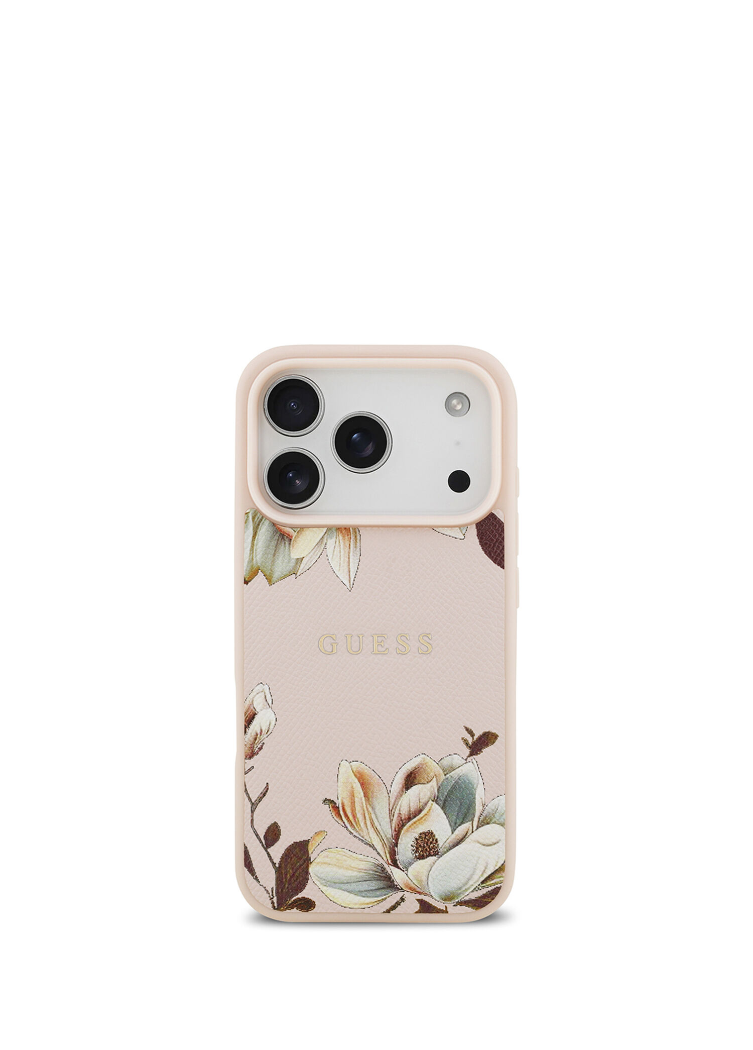 Floral Serisi iPhone 17 Pro Taneli Çiçek Desenli Metal Logolu Magsafe Uyumlu Telefon Kılıfı