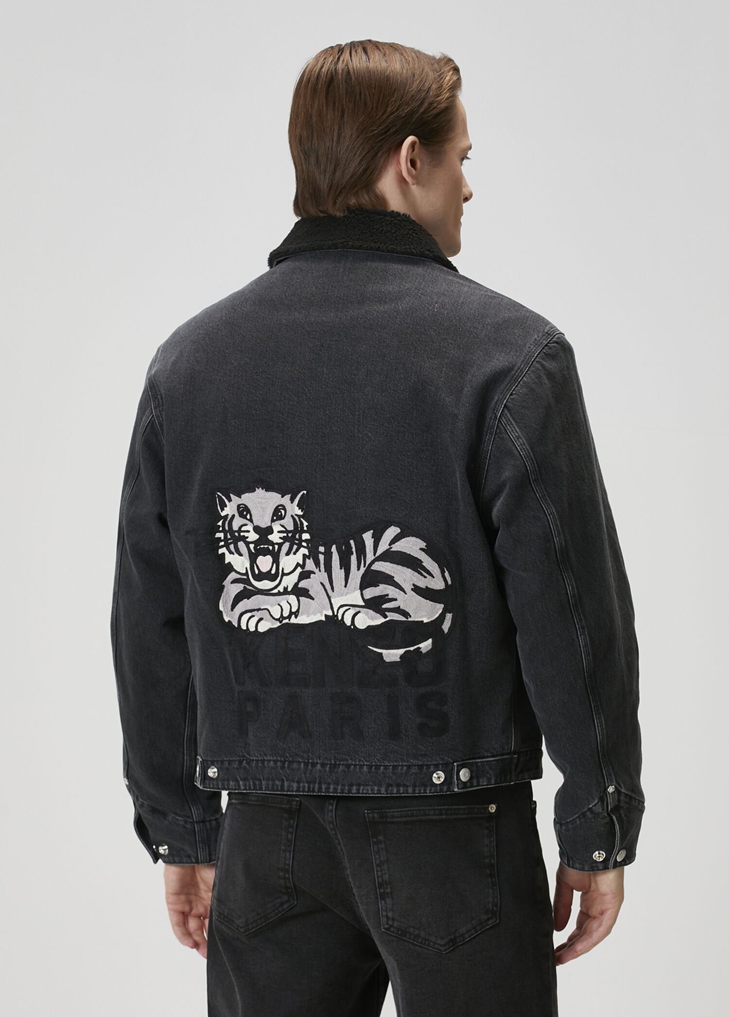 Kenzo - Siyah Yakası Shearling Detaylı Denim Mont - Siyah