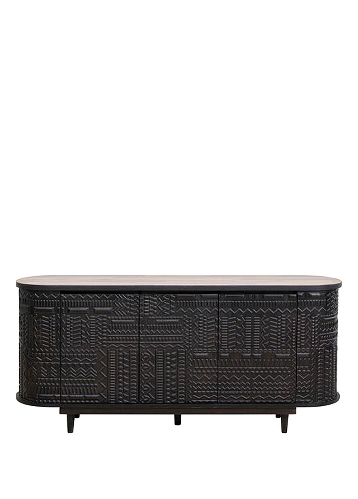 Sideboard Siyah Masif Ahşap Konsol