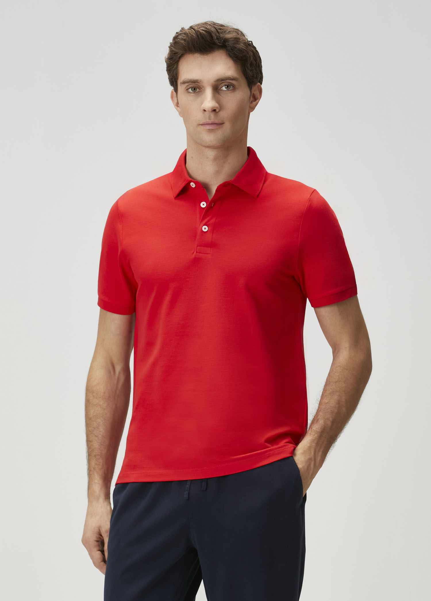 Kırmızı Polo Yaka Basic T-shirt