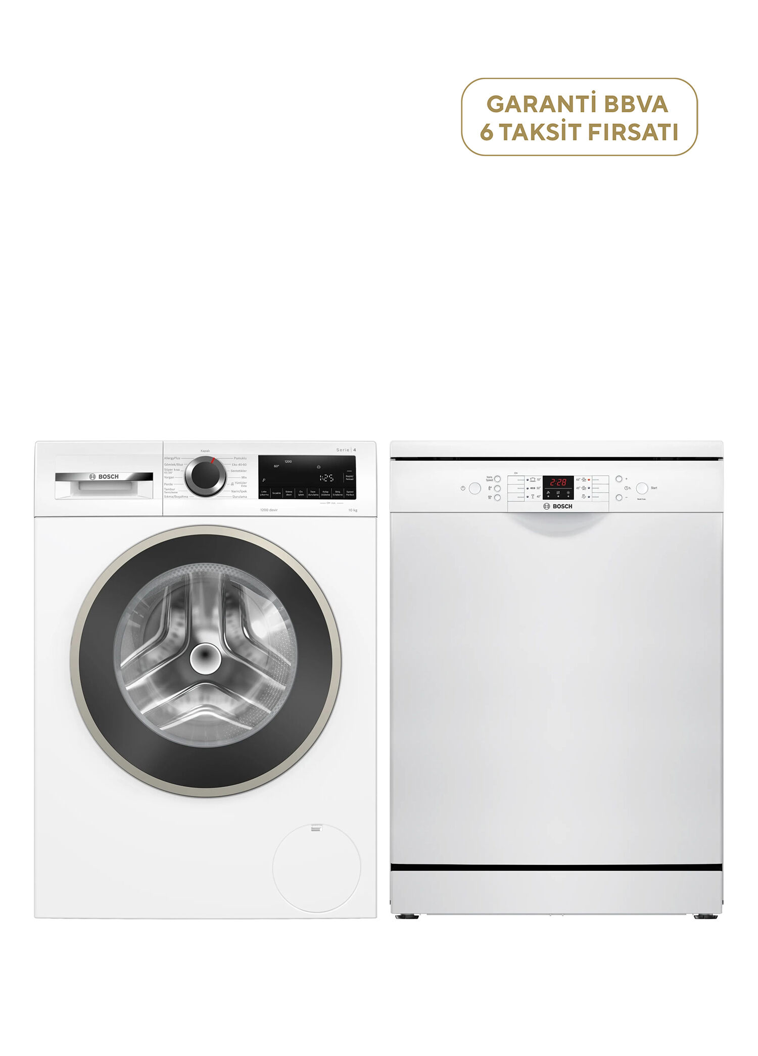 WGA25202TR Serie 4 1200 Devir Çamaşır Makinesi 10 kg + SMS26DW00T D Enerji Sınıfı 6 Program 13 Kişilik Bulaşık Makinesi