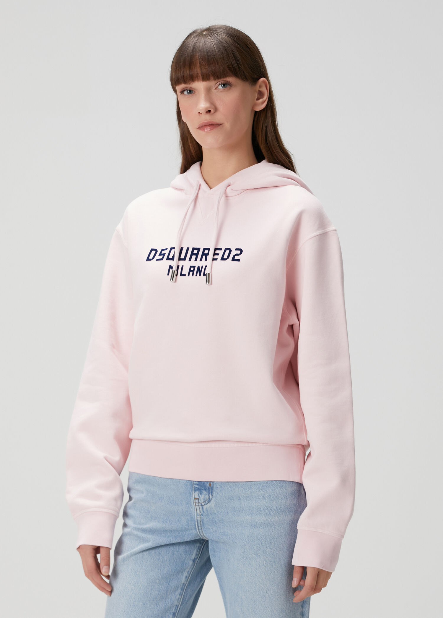 Pudra Kapüşonlu Logolu Sweatshirt