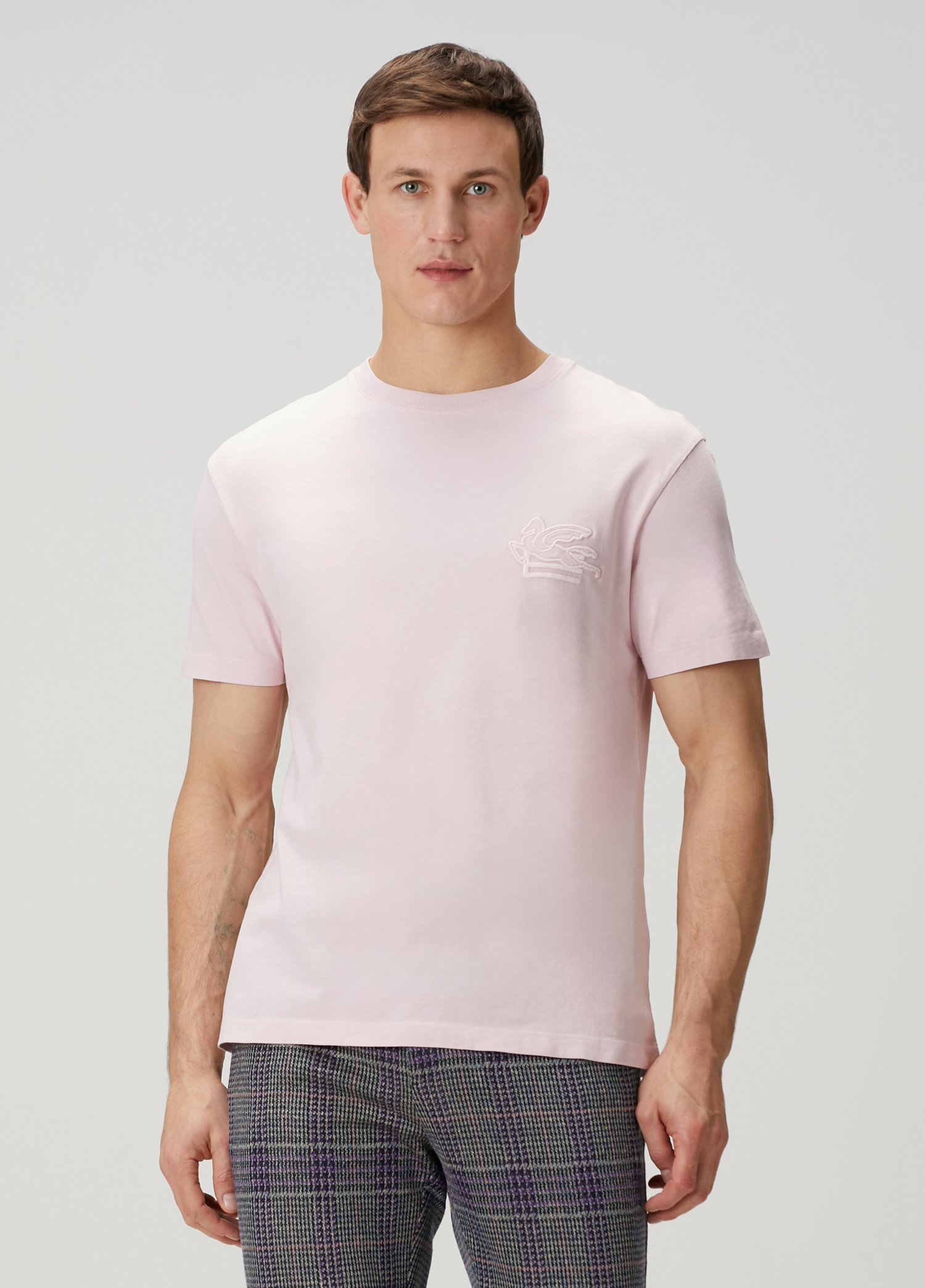 Pembe Logo Nakışlı T-shirt