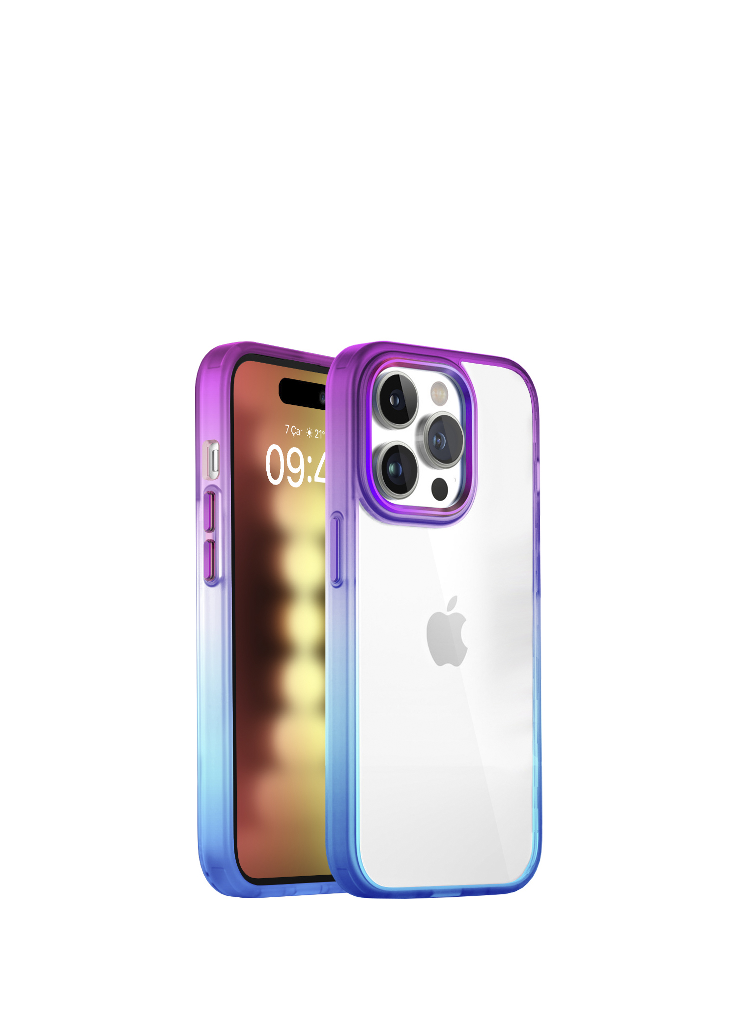 iPhone 15 Pro Air Bumper Rainbow Blue Purple Plastik Kılıf