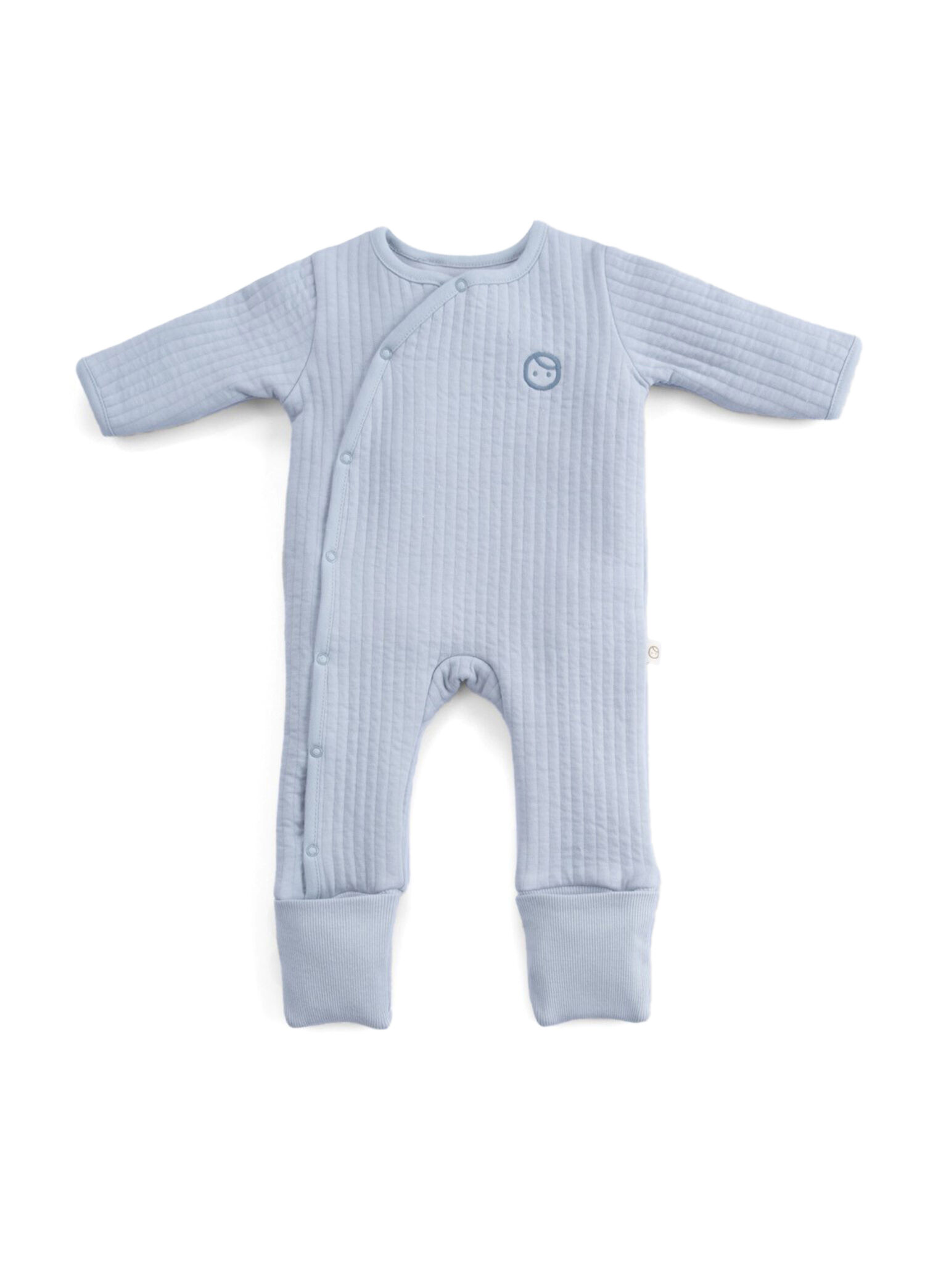 Mavi Kapitone Patikli ve Eldivenli Unisex Bebek Tulum