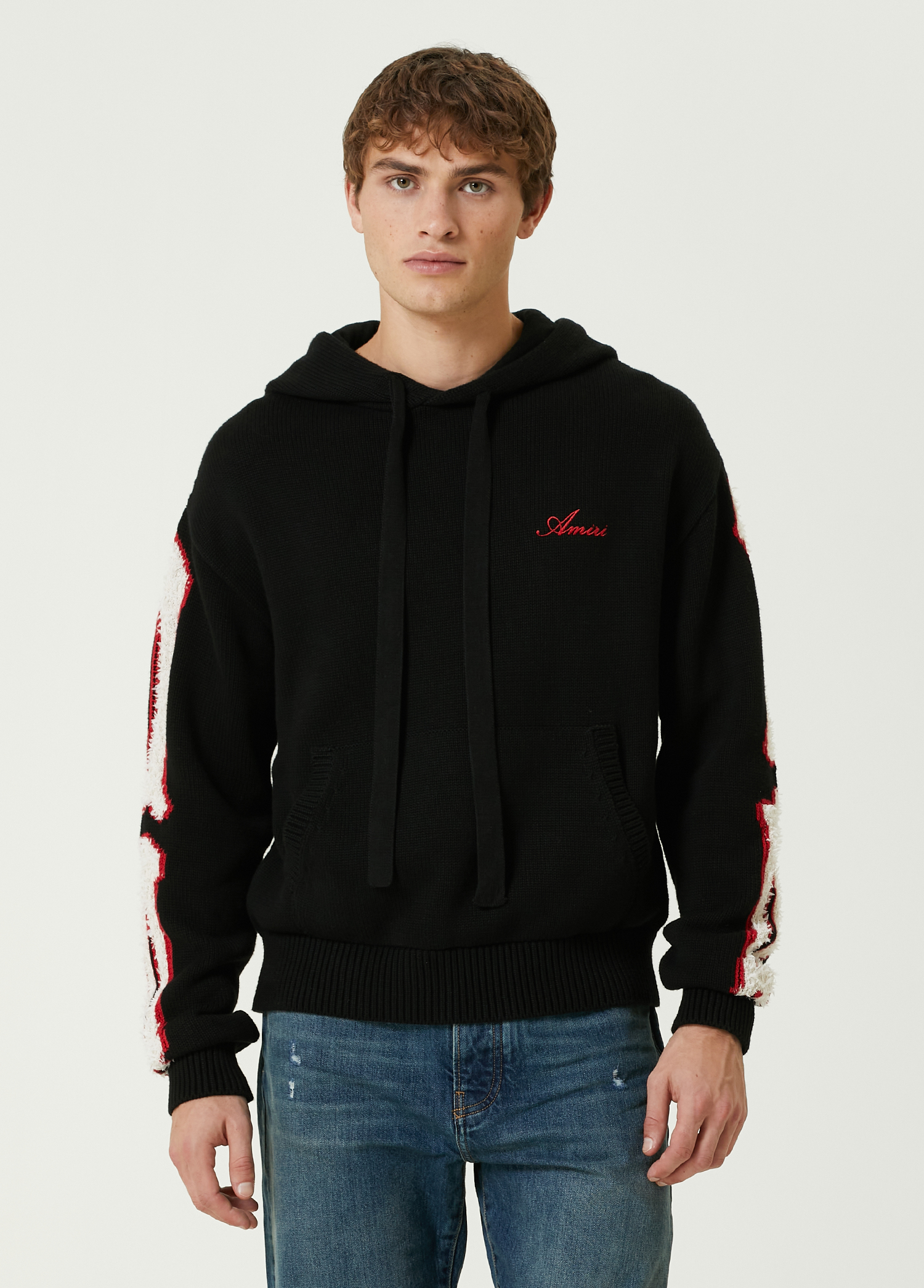 Siyah Kapüşonlu Logo Nakışlı Sweatshirt