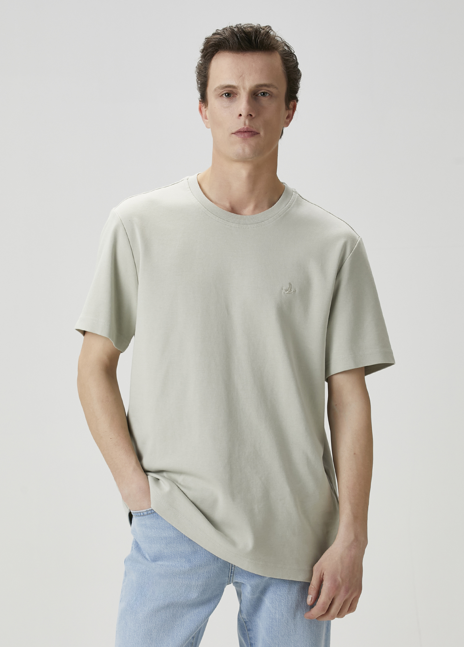 Relax Fit Açık Haki Basic T-shirt