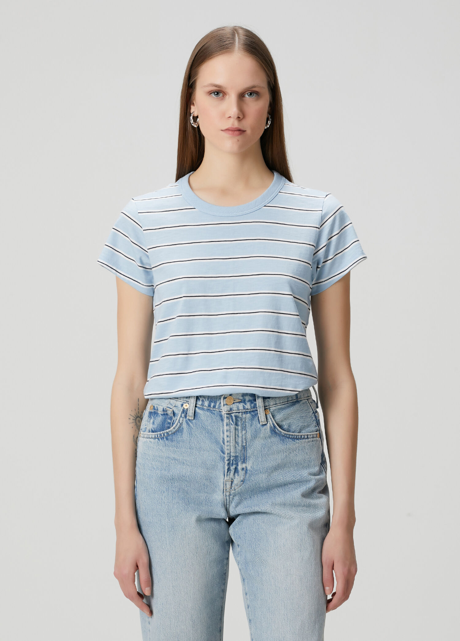 The Slub Mavi Çizgili T-shirt