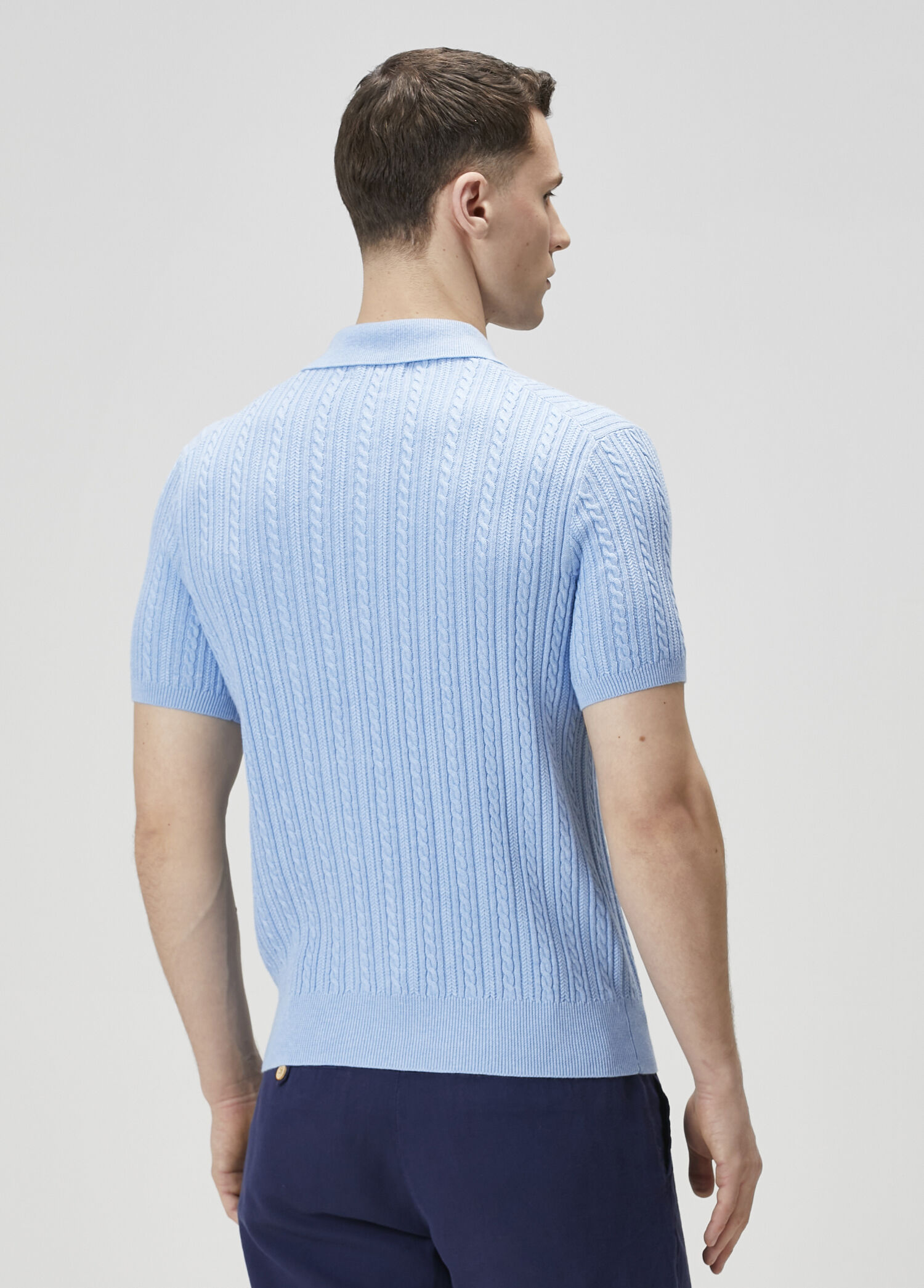 Polo Ralph Lauren Mavi Erkek Mavi Polo Yaka Örgü Dokulu T-shirt