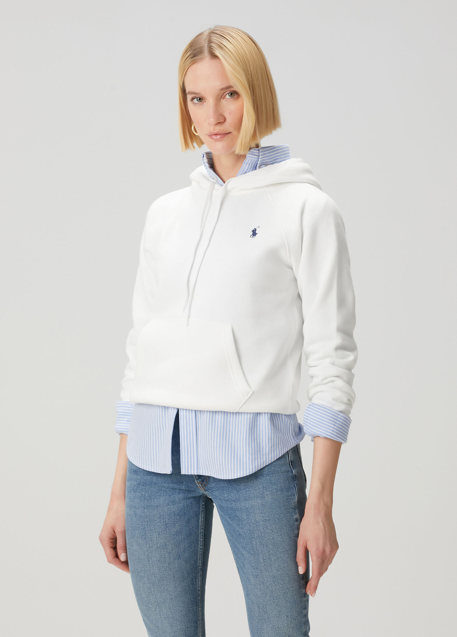 Beyaz Kapüşonlu Sweatshirt
