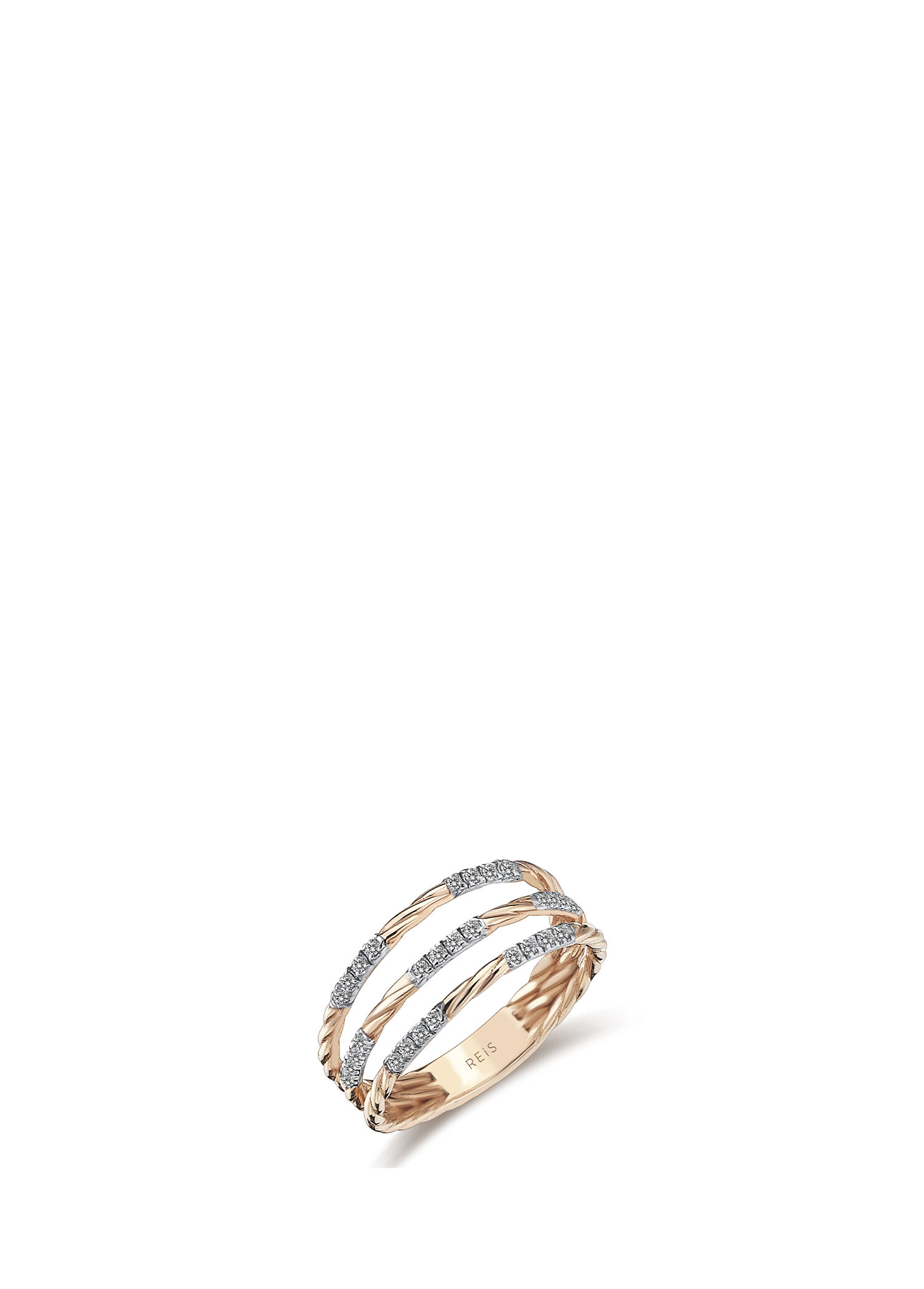 Sütlü Triple 14 Ayar Rose Gold Kadın Pırlanta Yüzük