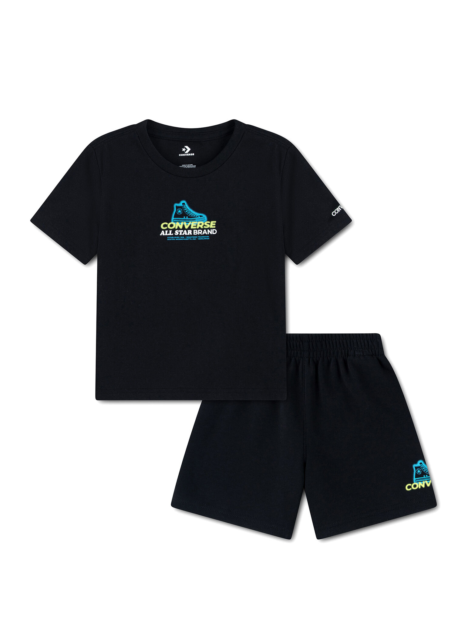 Siyah Kısa Kollu T-shirt ve Şort Erkek Çocuk 2'li Set