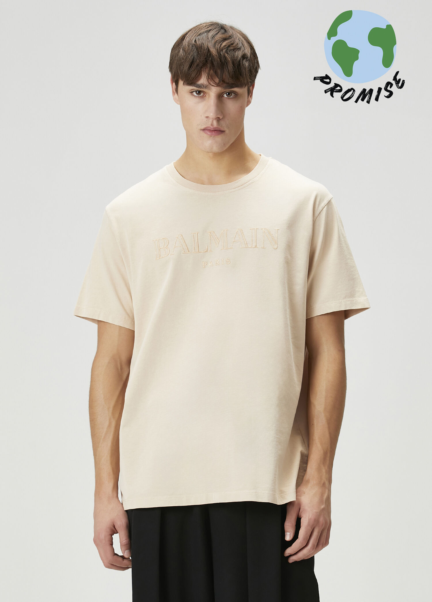 Balmain - Regular Fit Beige T-Shirt